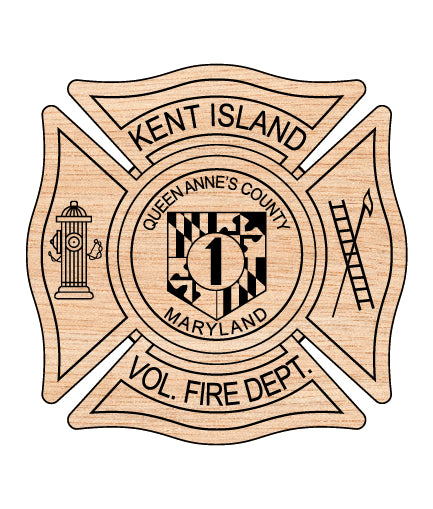 Kent Island Volunteer Fire Department Badge SVG, Maryland Firefighter Emblem Vector, Kent Island VFD Badge Design, Fire Service Shield SVG, Firefighter Badge Vector File