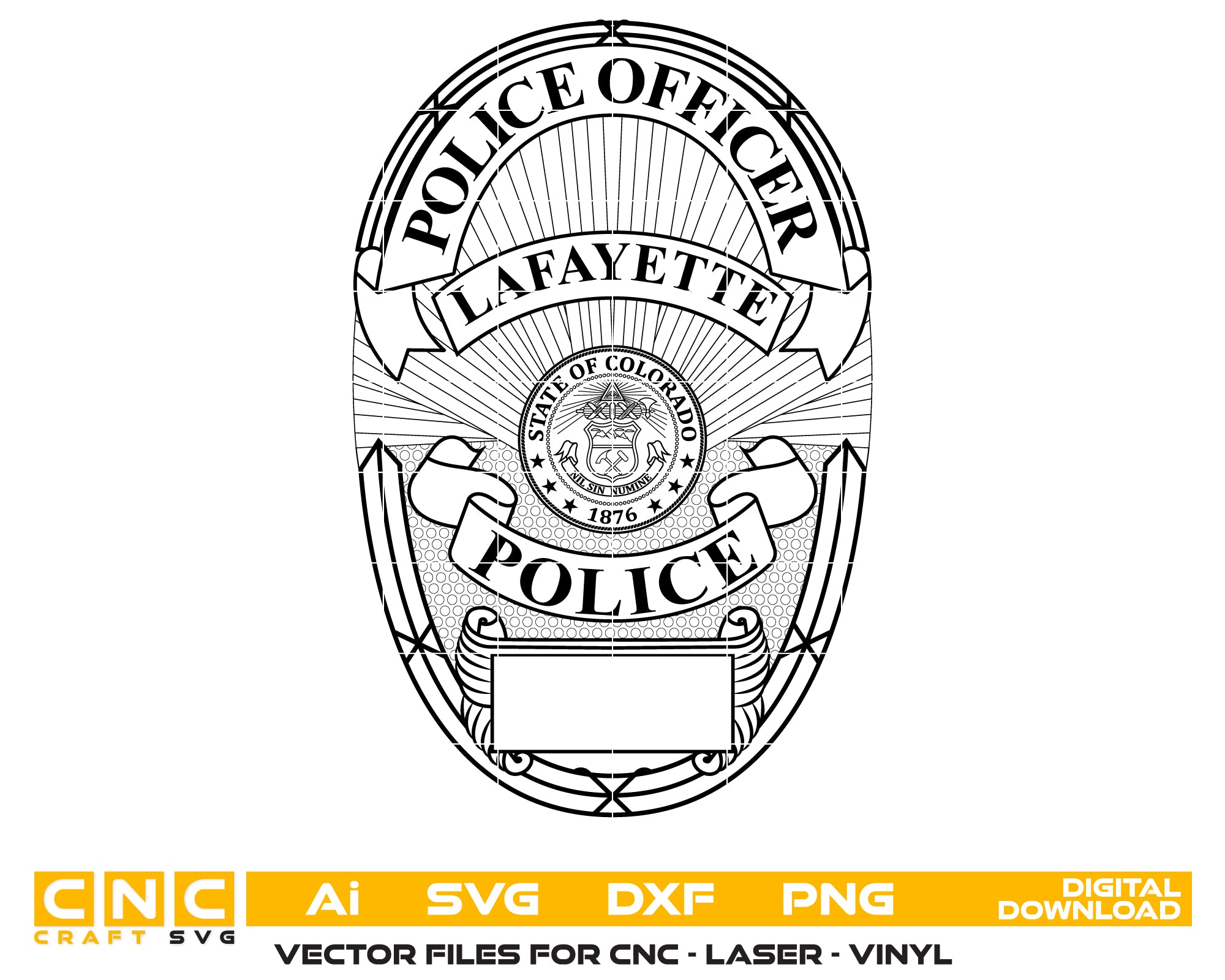 Lafayette Police Badge SVG, Police Officer Badge Vector, Lafayette Police Logo SVG, Law Enforcement Badge SVG, CNC Engraving Police Badge, Police Emblem Vector