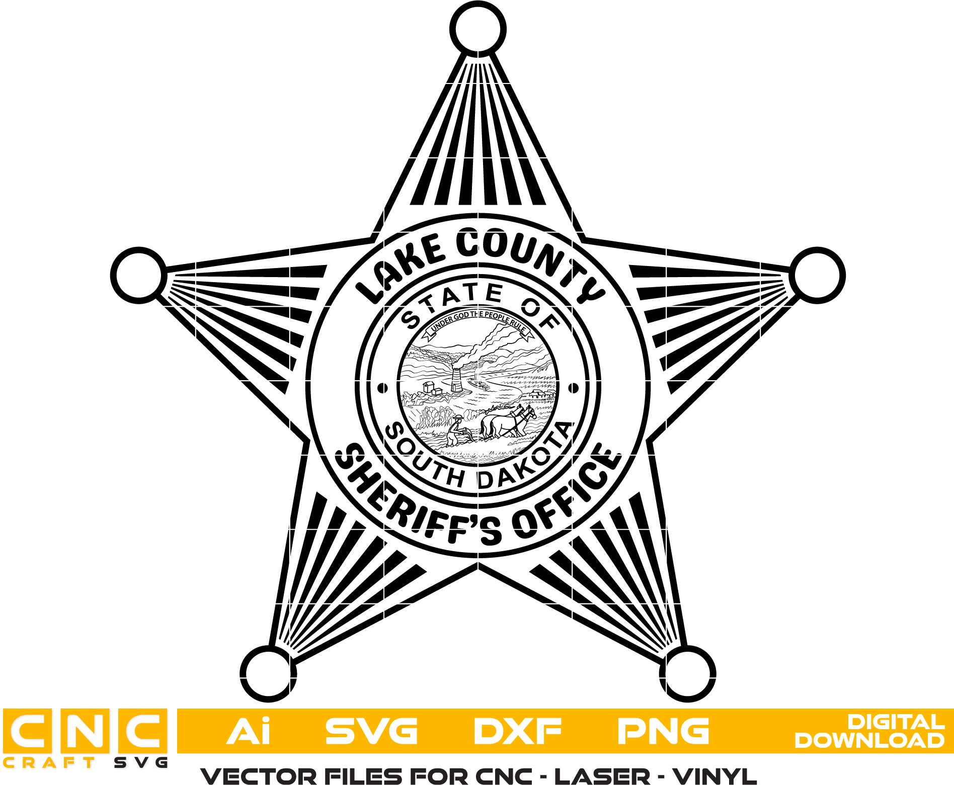 Lake County Sheriff Badge, South Dakota Sheriff Badge Vector art Digital file
