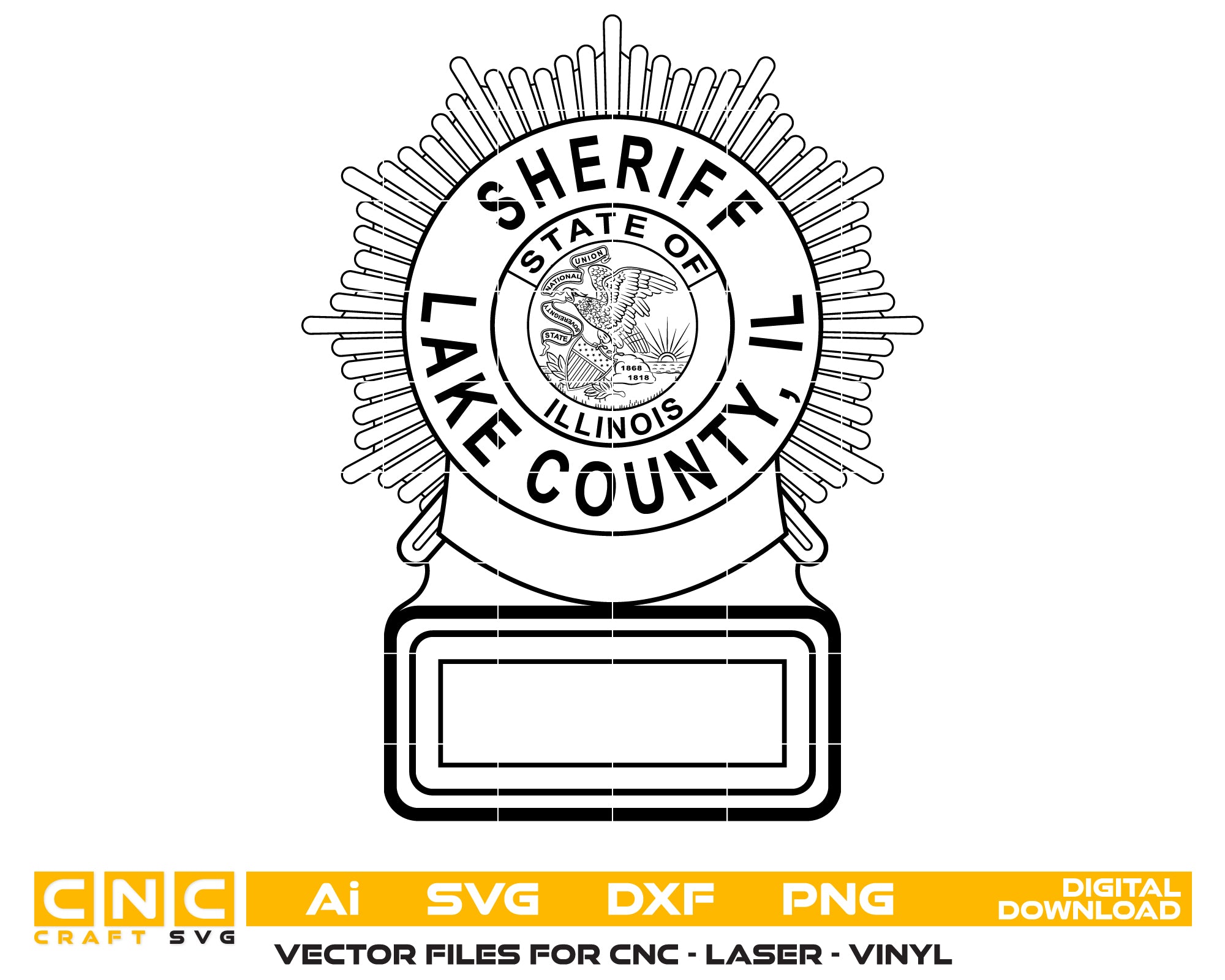 Lake County Illinois Sheriff Office Badge SVG, Illinois Sheriff Badge Vector, Lake County Sheriff Logo SVG, Law Enforcement Badge Vector, Police Badge Design, Sheriff Emblem SVG
