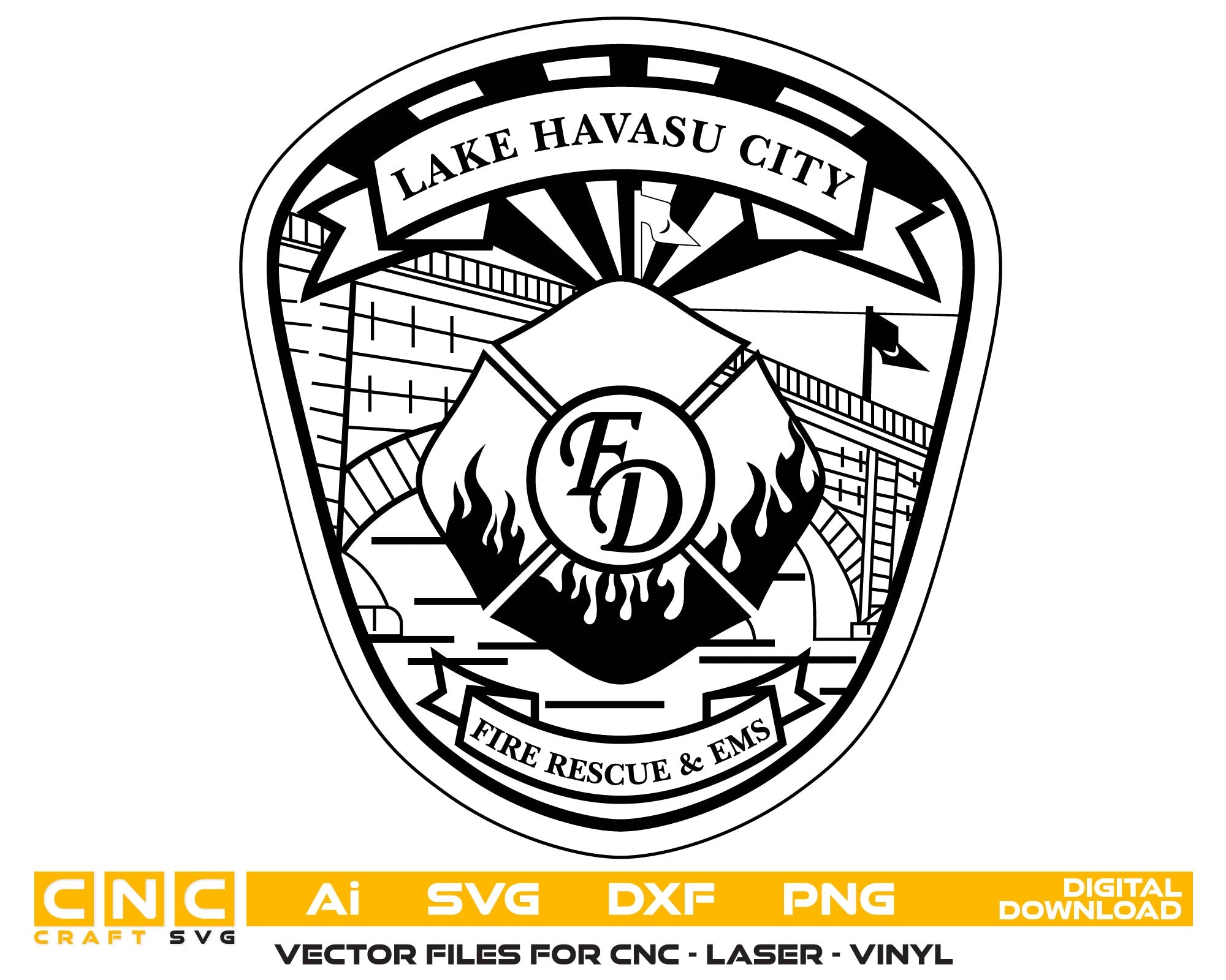 Lake Havasu City Fire Rescue Badge, Lake Havasu City Fire Badge, Havasu City Fire Department Badge