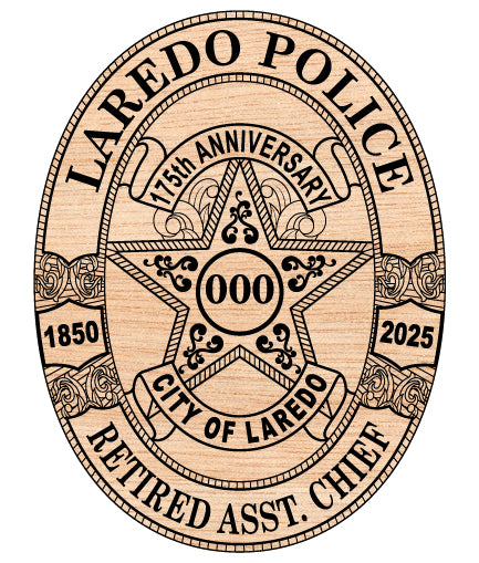 Laredo Police Retired Assistant Chief Badge Texas SVG, Laredo TX Police Badge Vector, Assistant Chief Retired Emblem SVG, Texas Retired Police Badge, Laredo Police Logo
