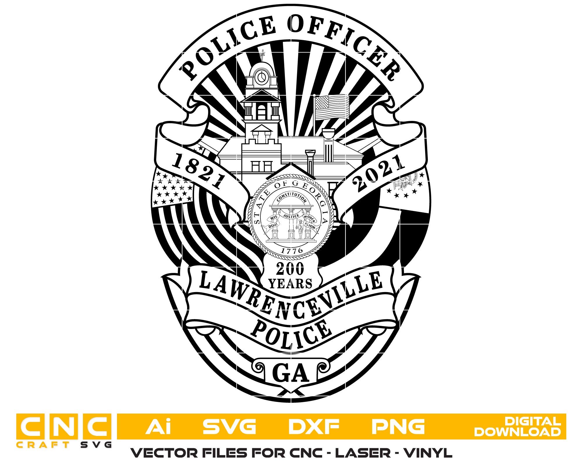 Lawrenceville Police Officer Badge SVG