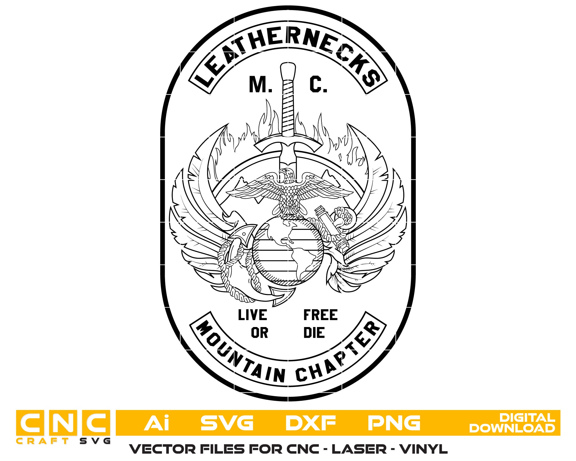 Leathernecks Mountain chapter Badge Vector Art, Ai,SVG, DXF, PNG, Digital Files