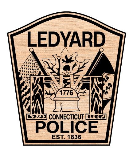 Ledyard Police Department Patch SVG digital download, Connecticut police emblem vector design for Cricut, Silhouette, CNC, engraving, and law enforcement crafts.