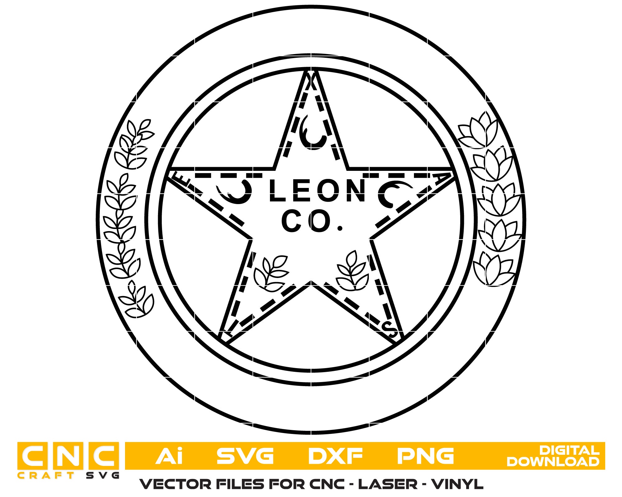 Leon Co. Officer Badge Vector Art, Ai,SVG, DXF, PNG, Digital Files