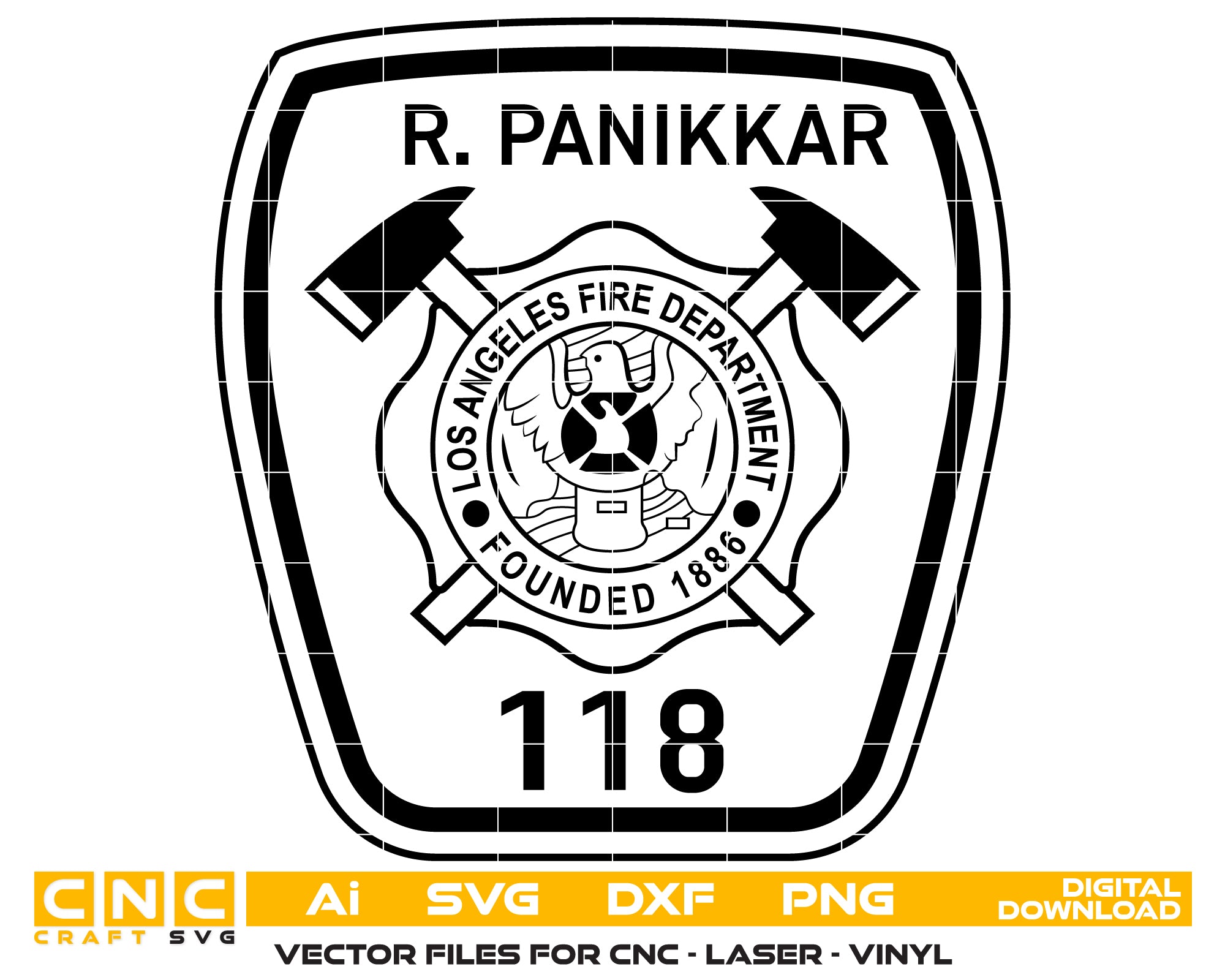Los Angeles Fire Department R Panikkar 118 Badge