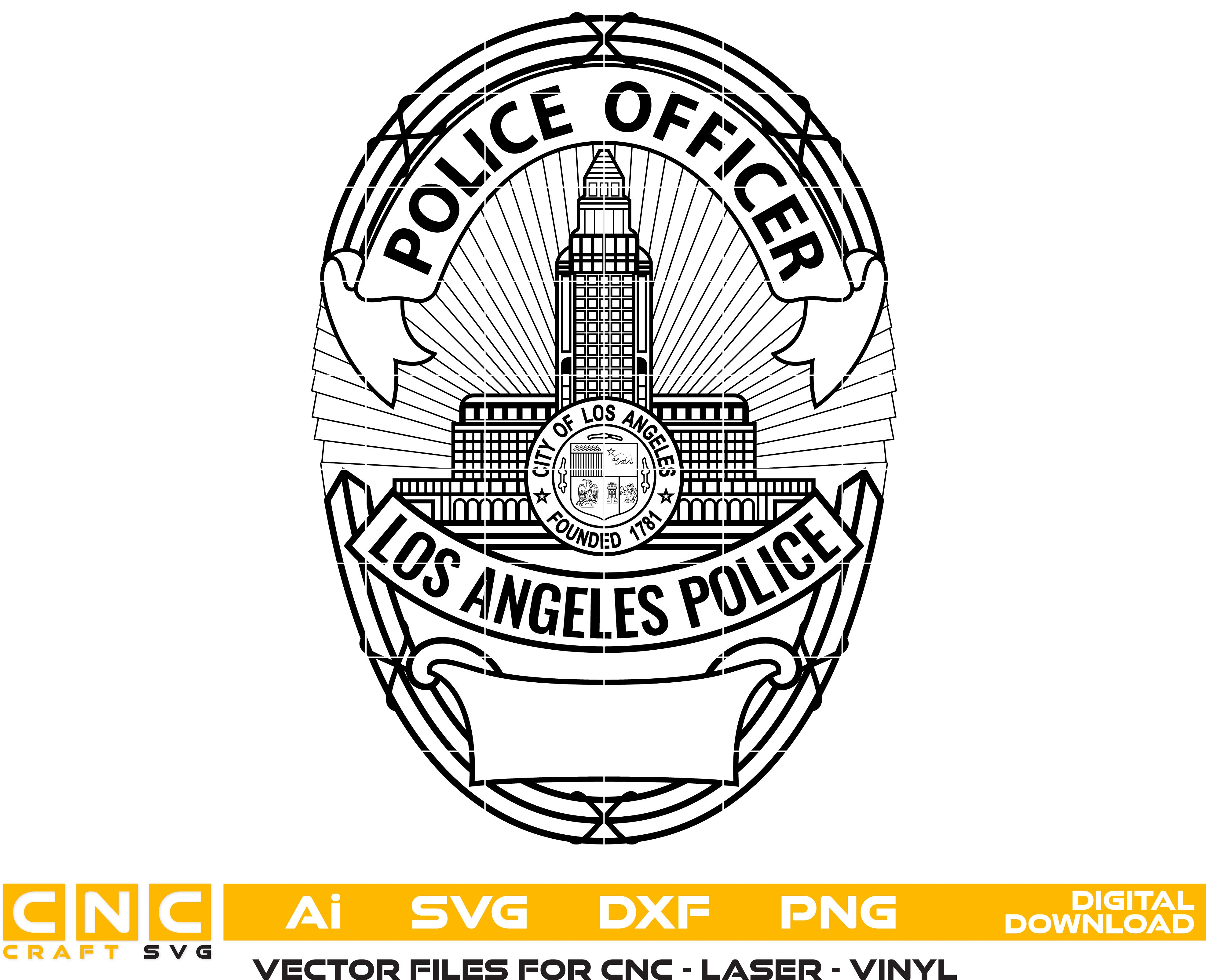Los Angeles Police Officer Badge, Police Officer Badge, Los Angeles Police vector art