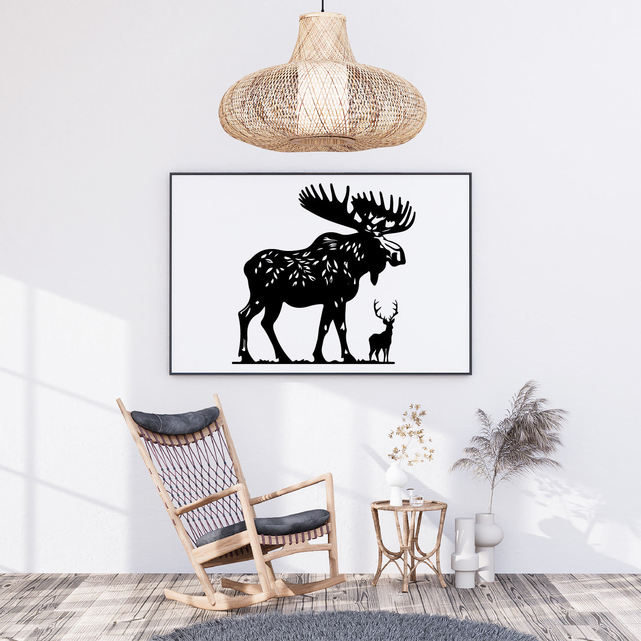 Moose and Deer Silhouette Vector Art – Digital Download