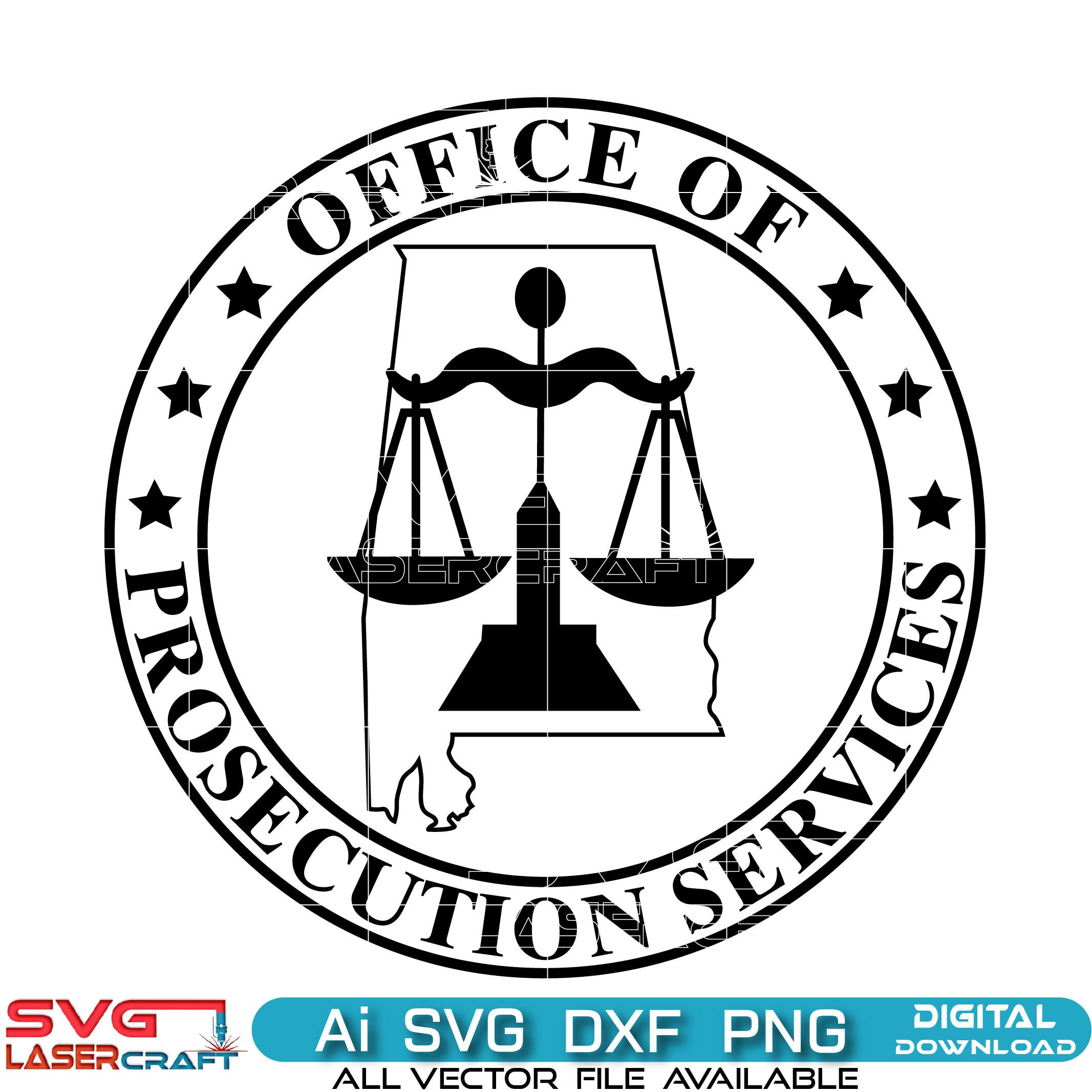 Prosecution Services Office Seal | SVG, AI, DXF, PNG Vector Art Download