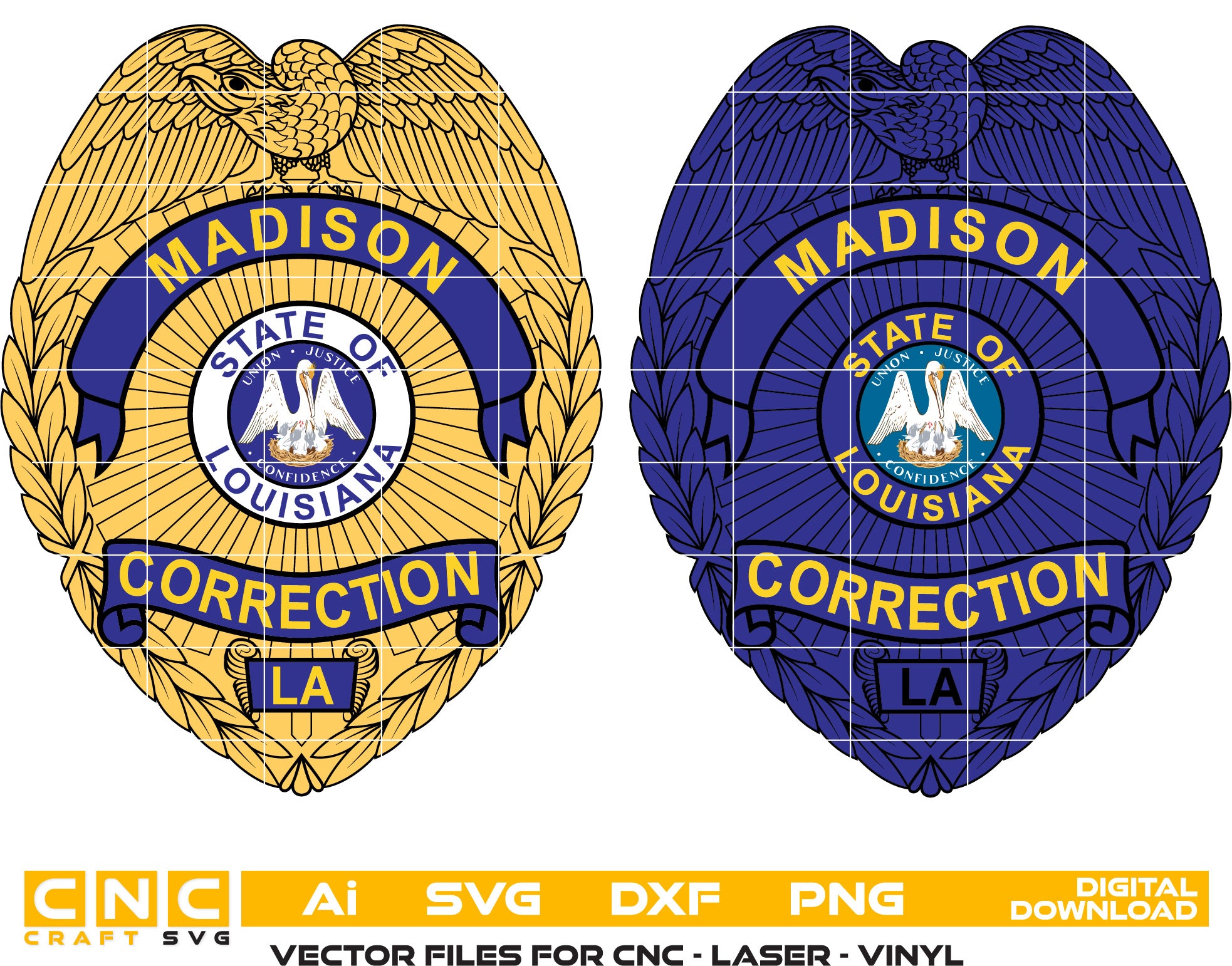 Madison Correction Officer Badge, Louisiana, Vector art Svg, Dxf, Jpg, Png and Ai files For laser engraving, woodworking, acrylic painting, and all printing machines.