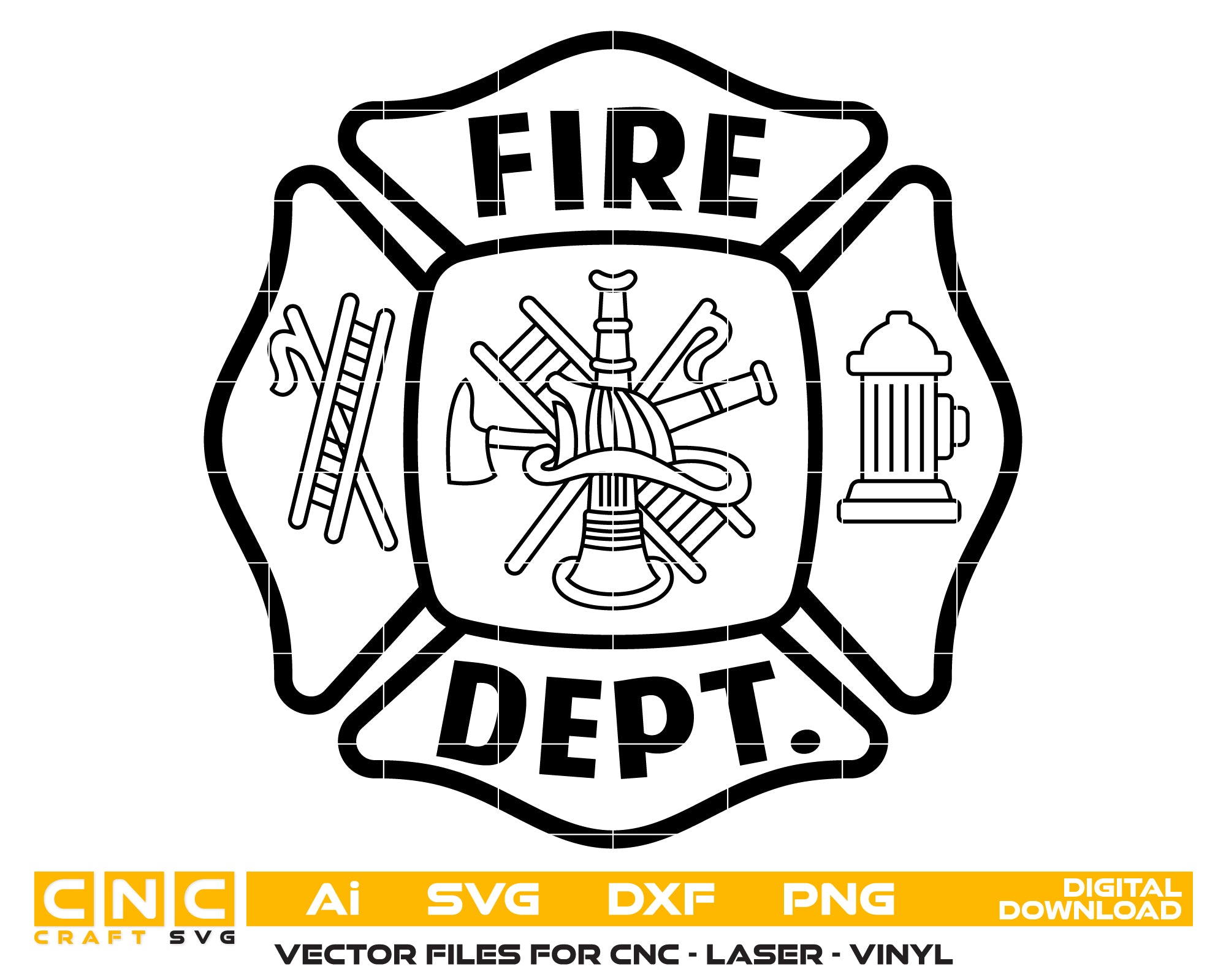 Maltese Cross Fire Department Badge