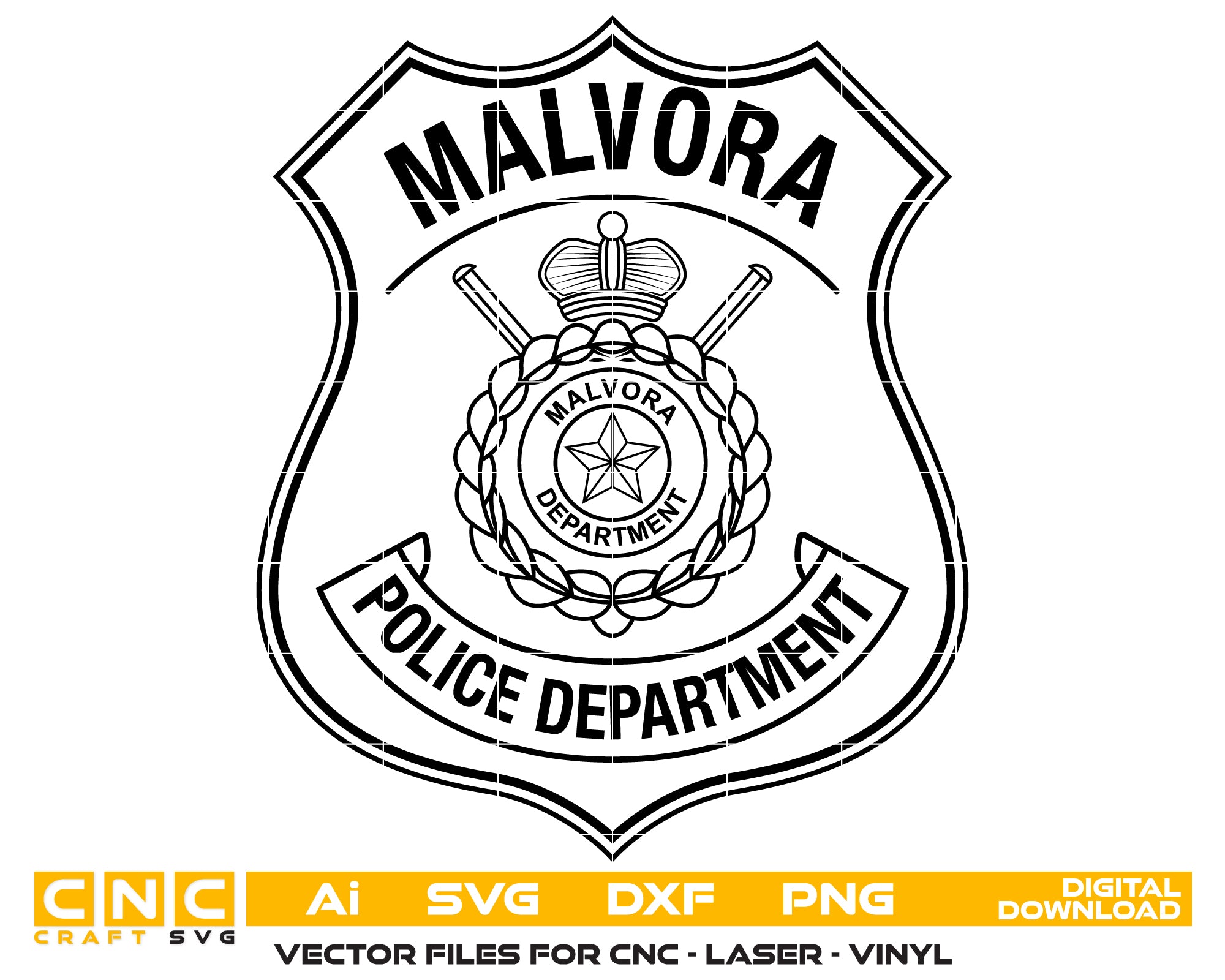 malvora police department badge svg, malvora police badge vector, malvora police svg emblem, law enforcement badge svg design, #support