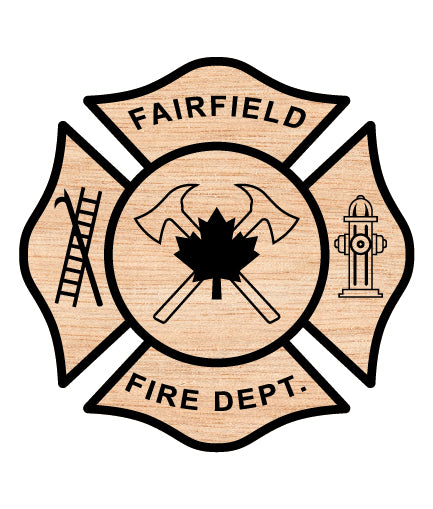 Maple County Fairfield Fire Department Badge SVG, Maple County Firefighter Emblem Vector, Fairfield Fire Badge Logo, Fire Department Badge Maple County, Fairfield Fire Dept Badge