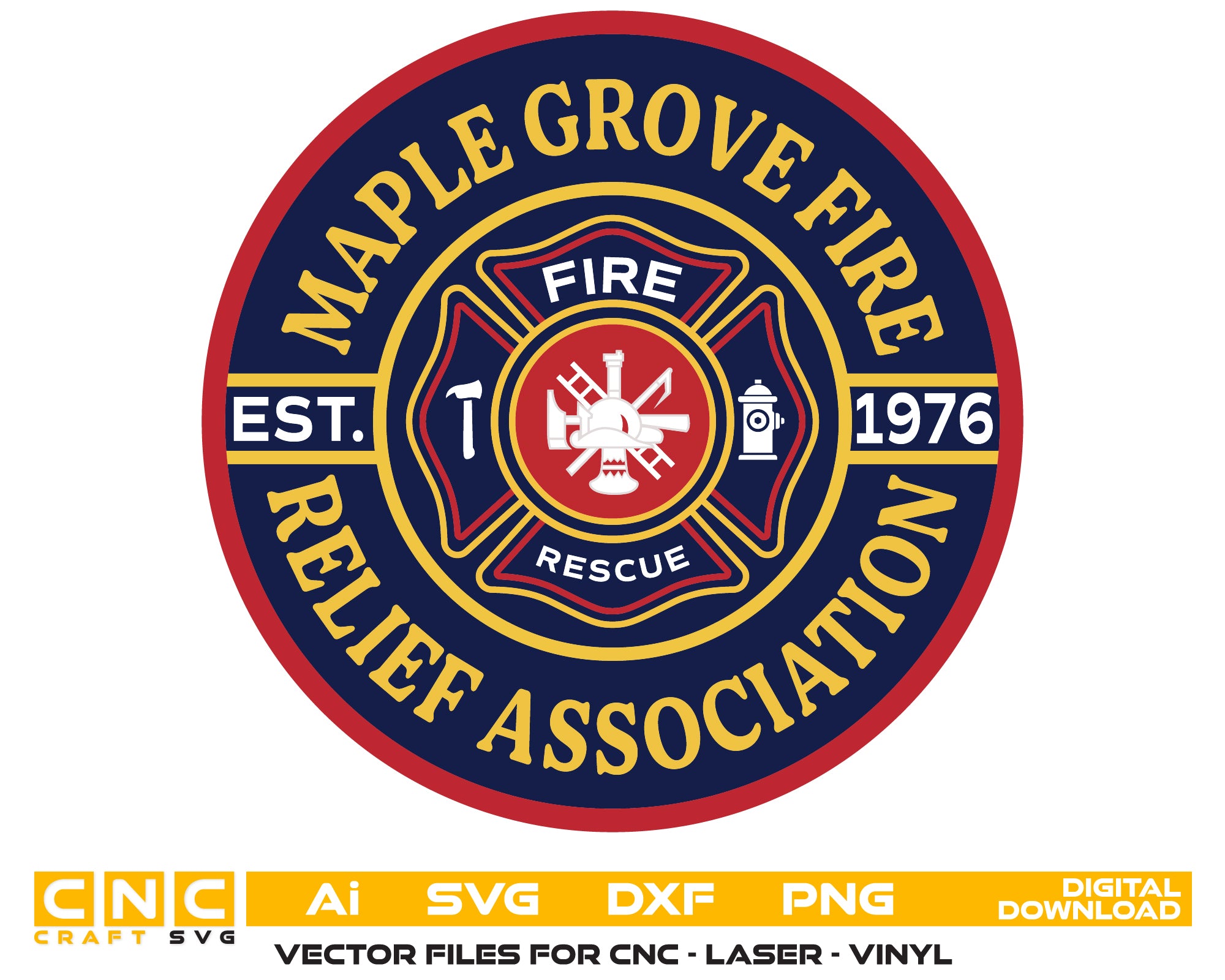 Maple Grove Firefighters Relief Association Logo SVG, Firefighter Emblem Vector, Maple Grove Fire Logo, Fire Department Relief Association Badge, Firefighters Association Emblem