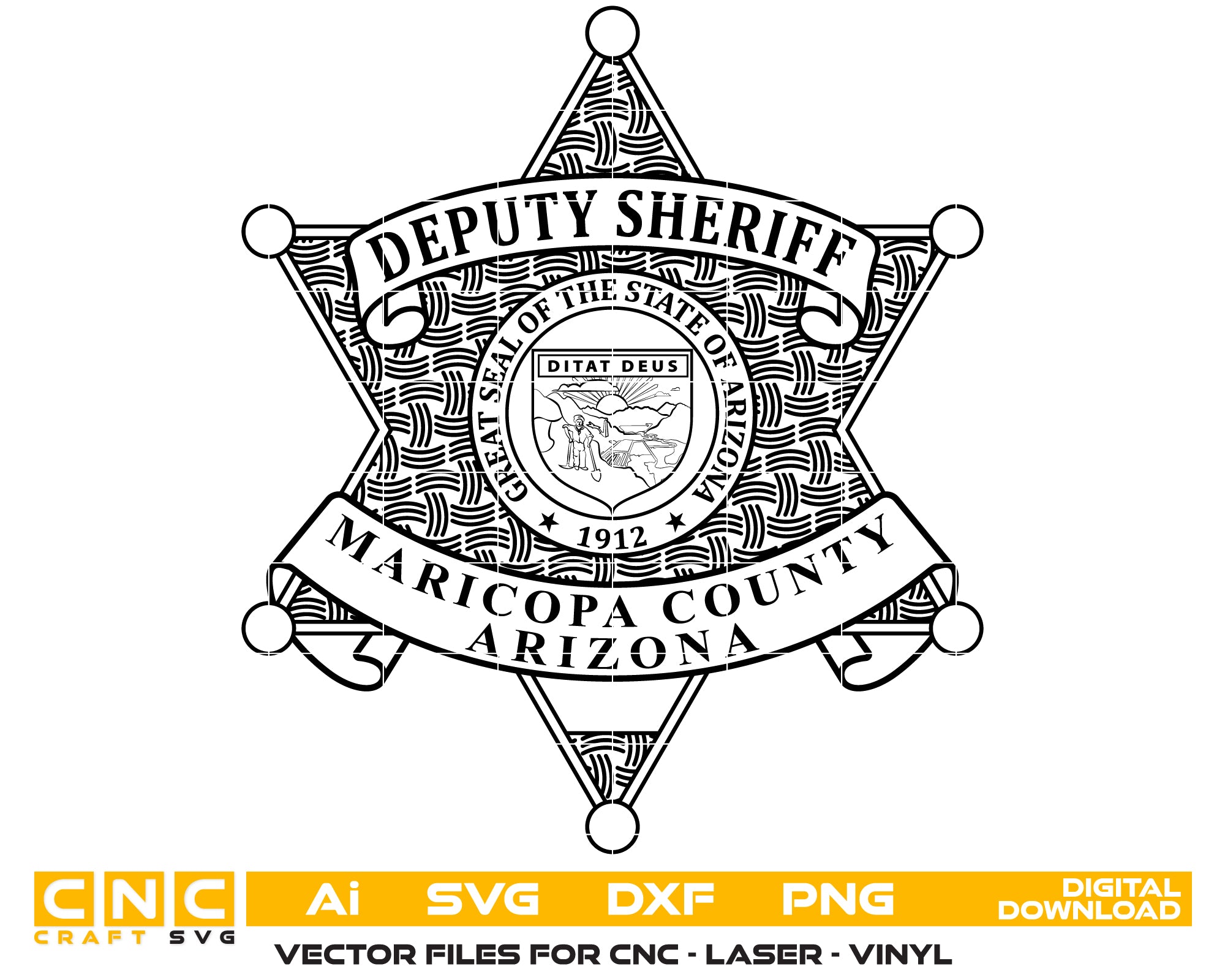 Maricopa County Arizona Deputy Sheriff Badge SVG, Arizona Law Enforcement Badge Vector, Maricopa County Sheriff Emblem, Deputy Sheriff Badge SVG, Arizona Deputy Sheriff Logo