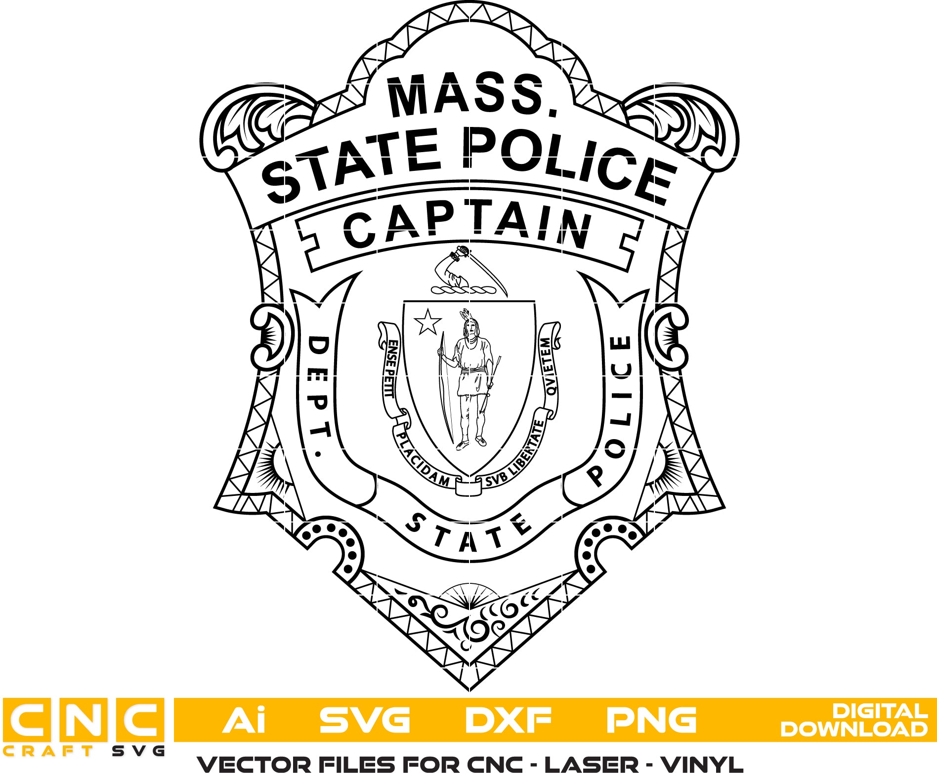 Massachusetts State Police Captain Badge