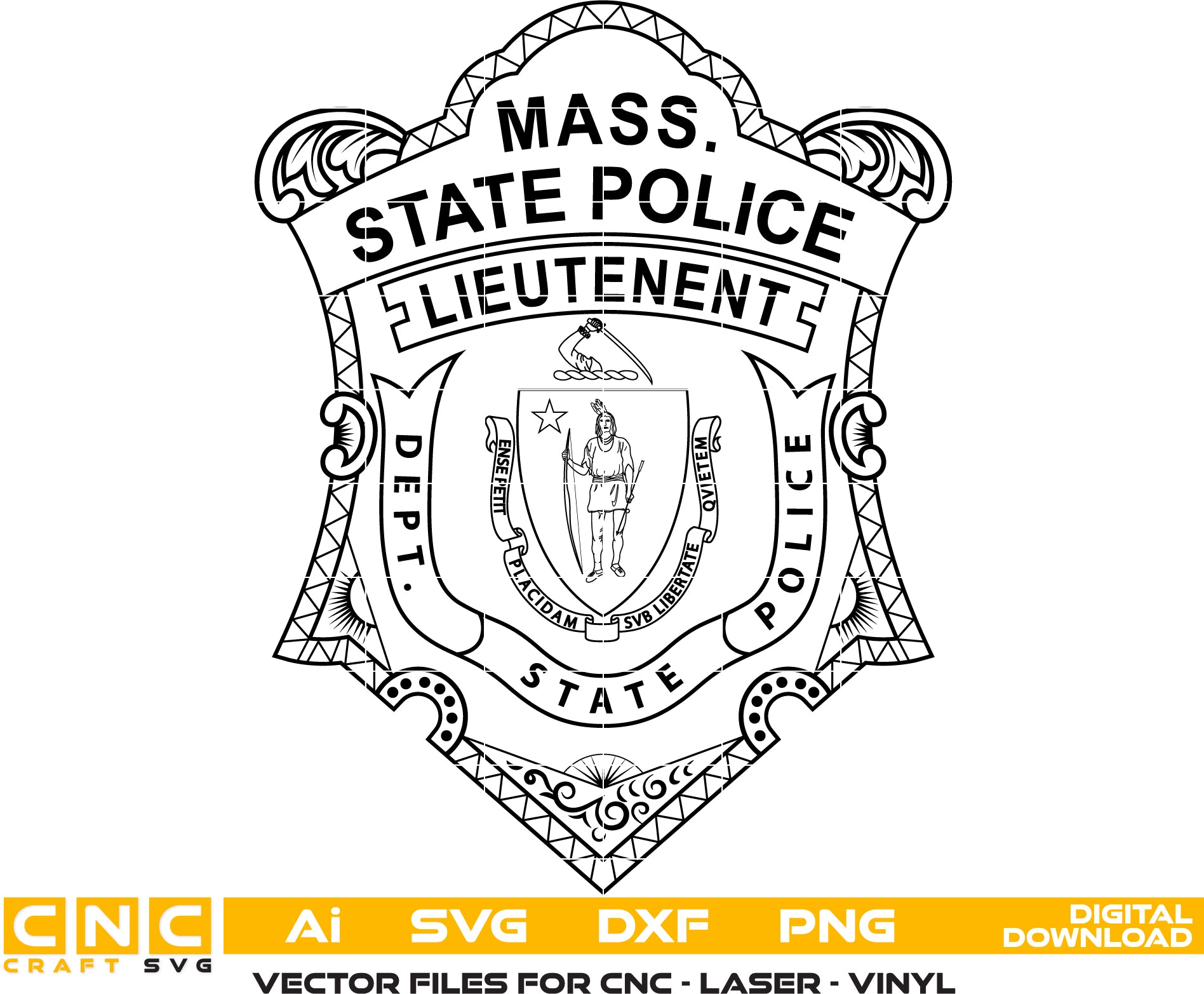 Massachusetts State Police Lieutenant Badge