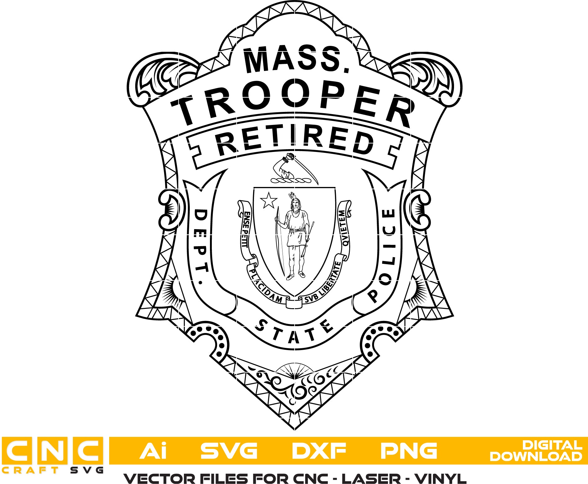 Massachusetts State Police Trooper Retired Badge