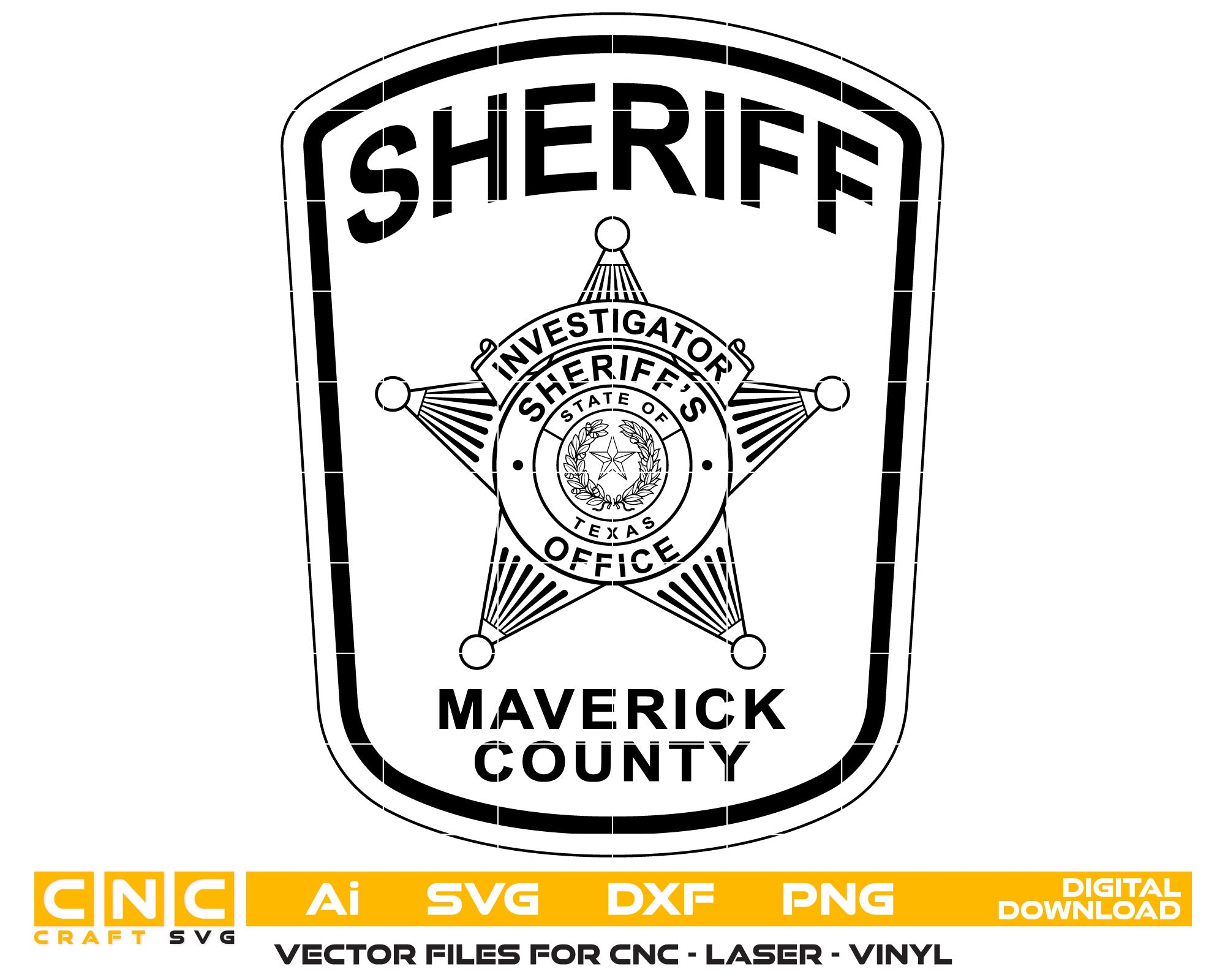 Texas Sheriff Badge
Maverick County Sheriff Badge
Sheriff Badge
Sheriff Badge SVG