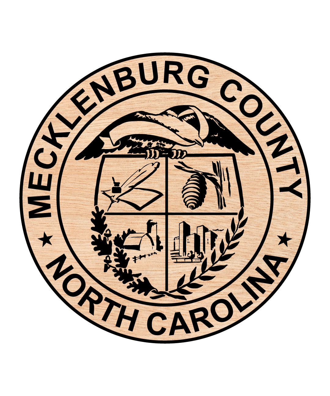 Mecklenburg County Seal SVG for CNC Fabrication
North Carolina County Seal Vector Design
Mecklenburg County NC Emblem for Laser Production