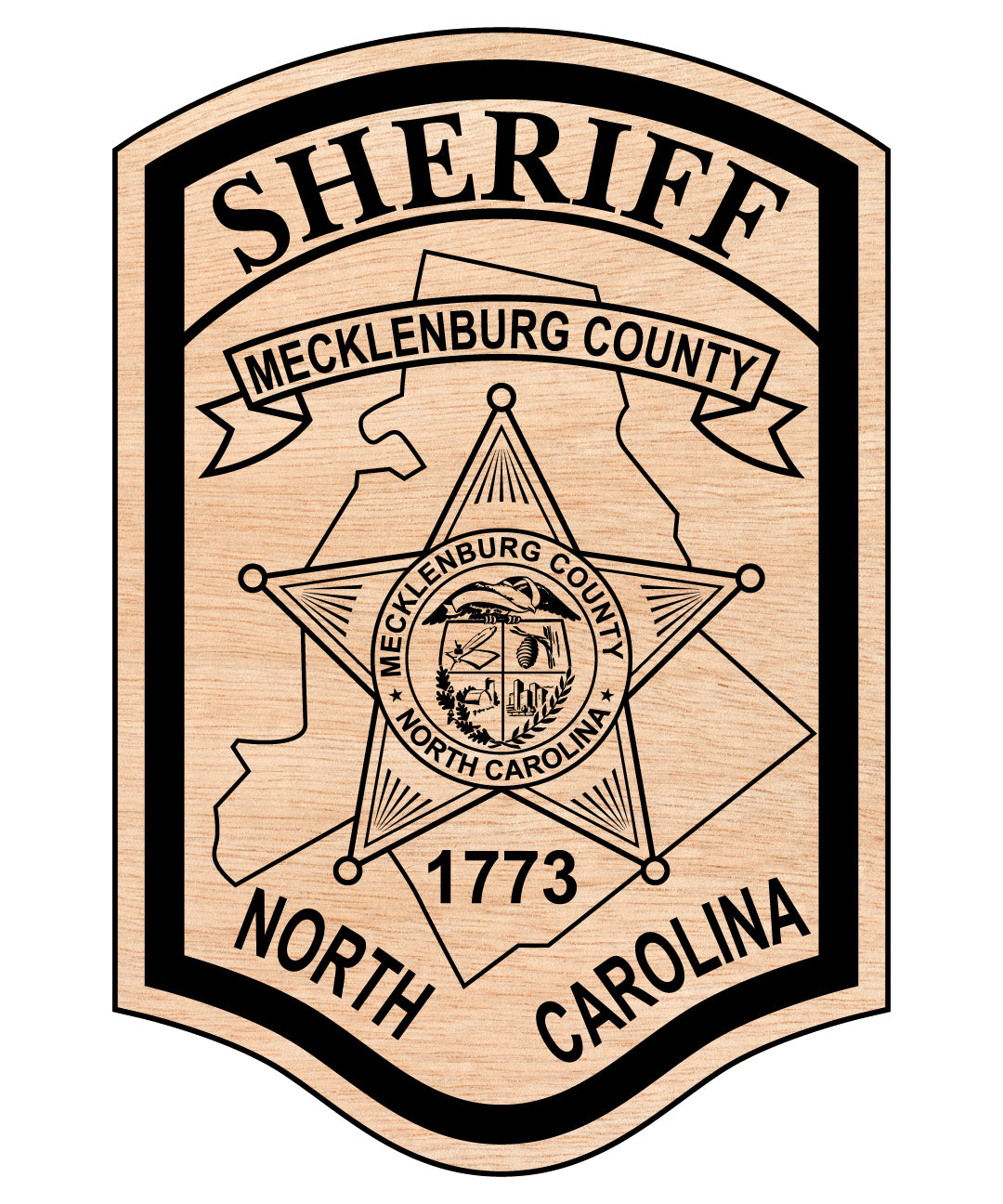 Mecklenburg County Sheriff Badge SVG for CNC
North Carolina Law Enforcement Shield Vector Design
Mecklenburg County SO Emblem for Laser Engraving