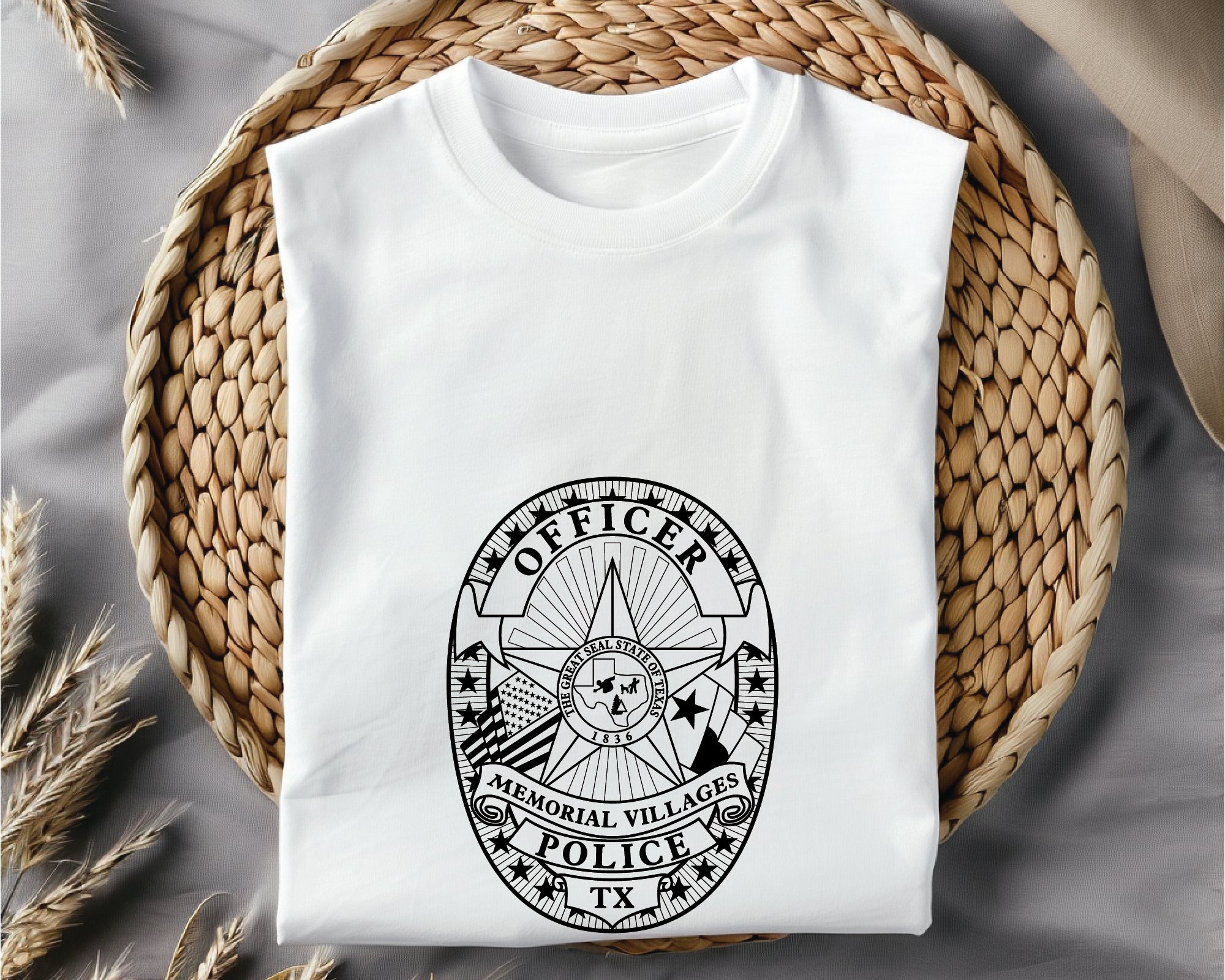 Memorial Villages Police Badge SVG, Memorial Villages PD Badge Vector, Texas Police Badge Design, Law Enforcement Badge SVG