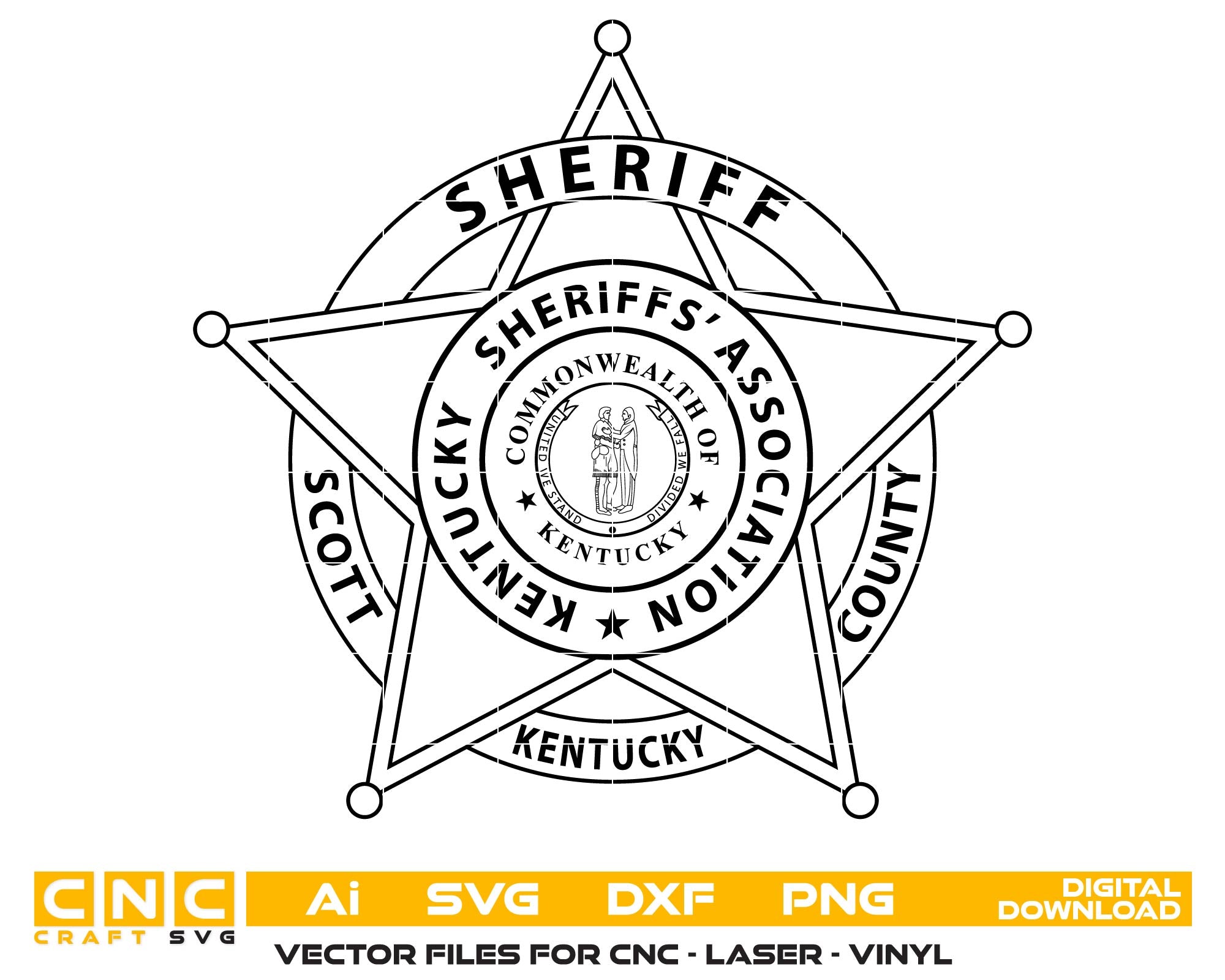 Mercer County Sheriff Badge SVG, Kentucky Sheriff Badge Vector, Mercer KY Police SVG, Sheriff’s Office Emblem Vector, KY Law Enforcement Badge SVG