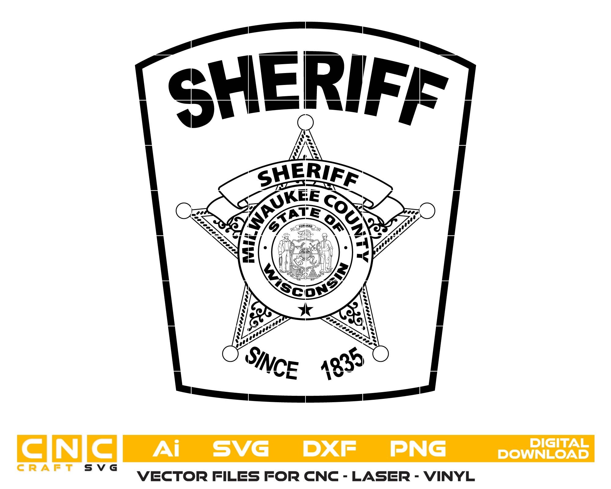 Milwaukee Sheriff Patch SVG, Milwaukee County Sheriff Patch Vector, Wisconsin Sheriff Patch SVG, Law Enforcement Patch File, Sheriff Patch Digital Design
