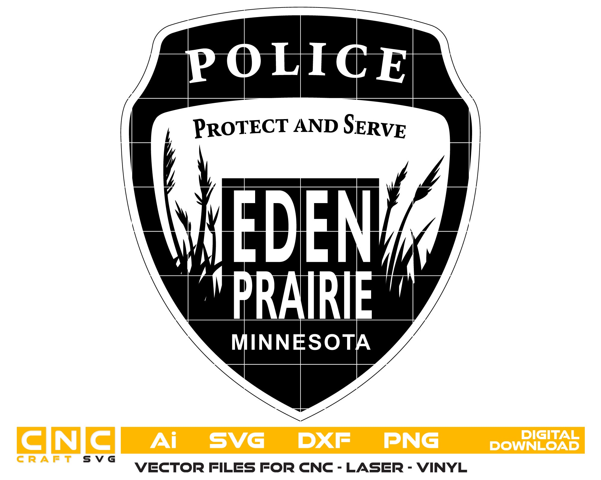 Minnesota Eden Prairie Police Badge Vector Art, Ai,SVG, DXF, PNG, Digital Files