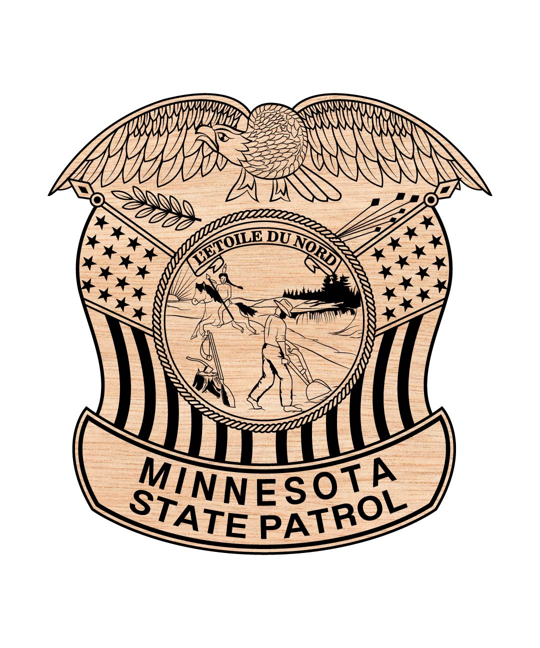 Minnesota State Patrol Badge SVG, MN Police Badge Vector, State Patrol Emblem SVG, Law Enforcement Badge Design, Police Shield Vector, Engraving Badge File