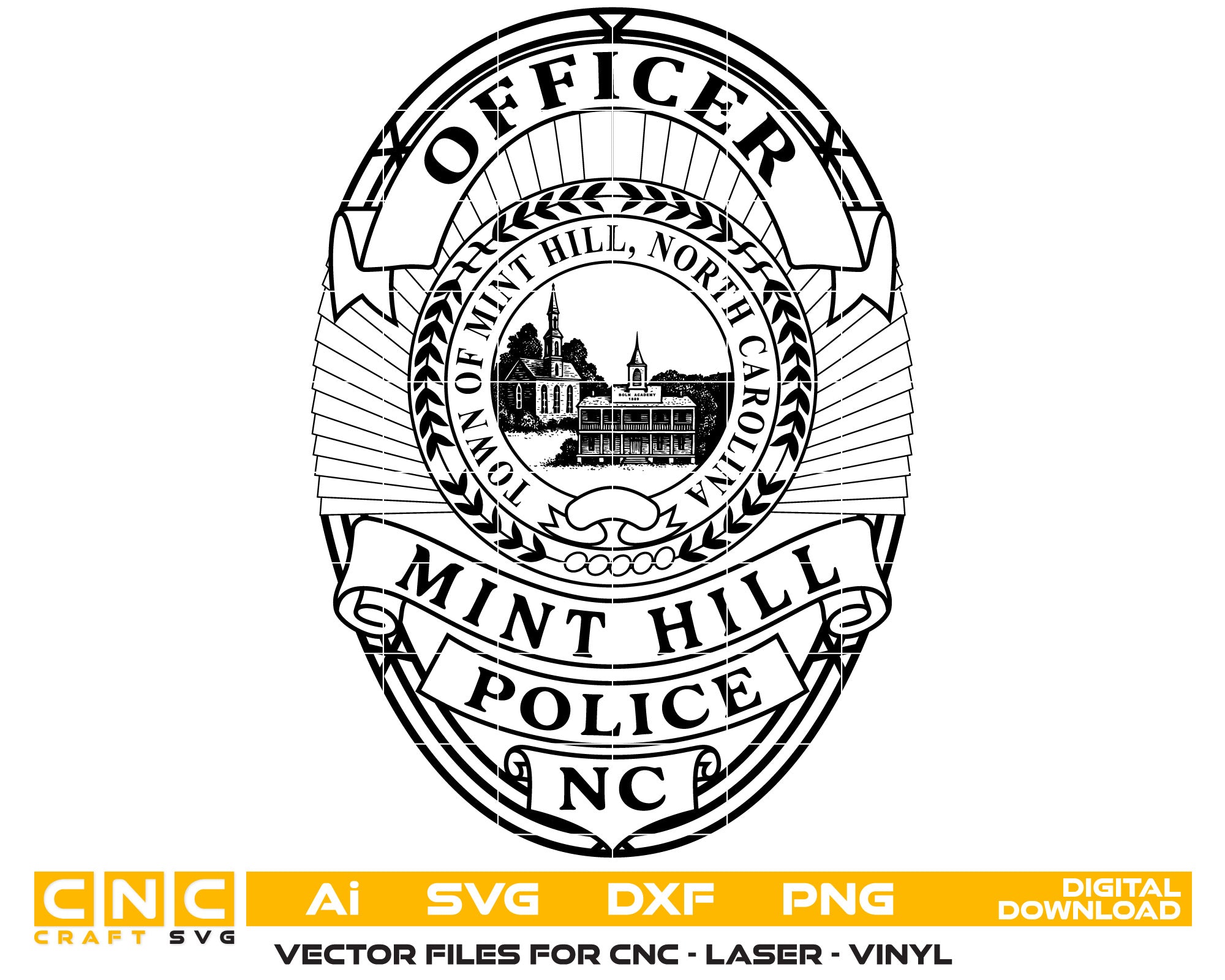 Mint Hill, North Carolina Police Officer Badge – Premium Vector Design