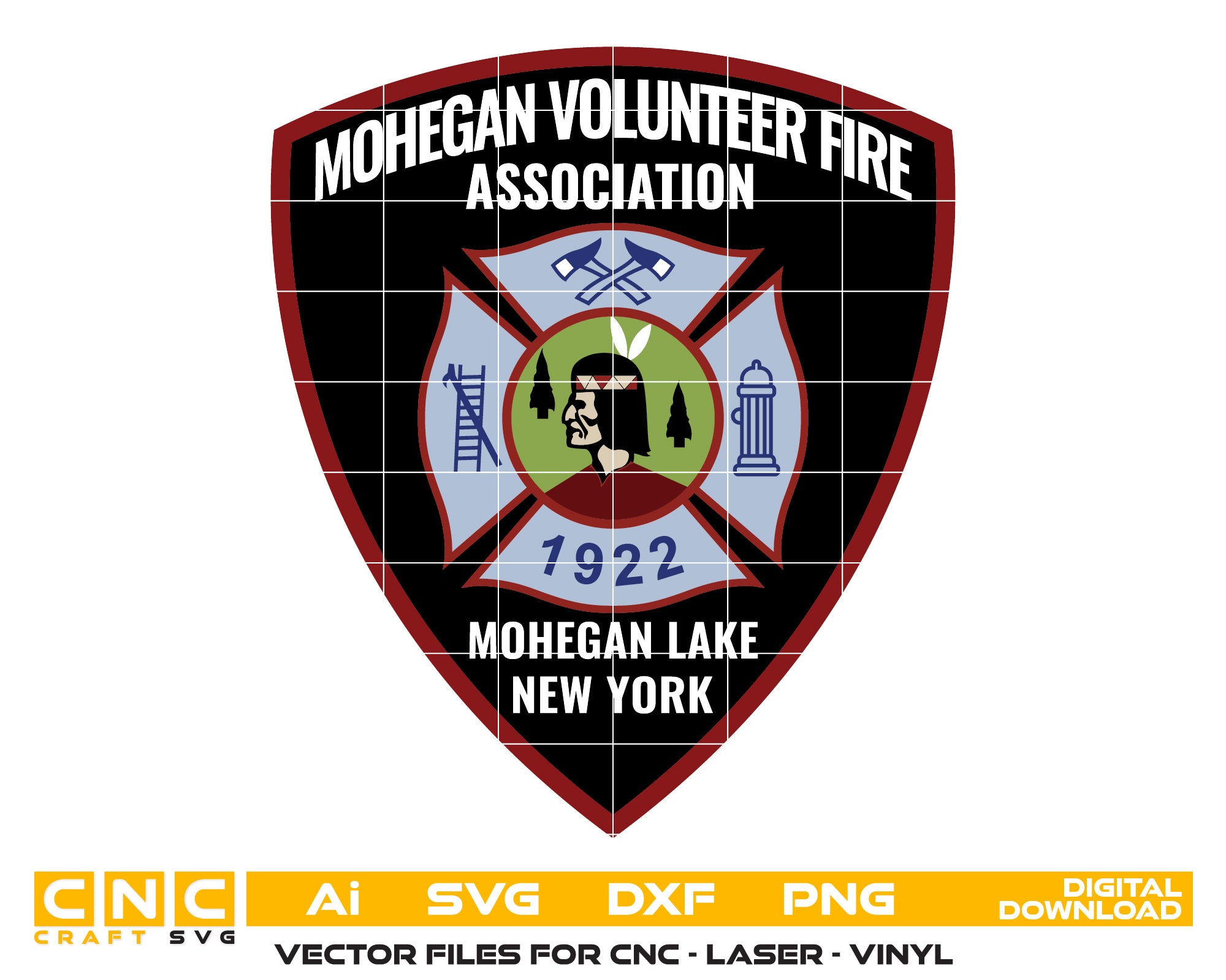 Mohegan Volunteer Fire Color Vector Art, Ai,SVG, DXF, PNG, Digital Files