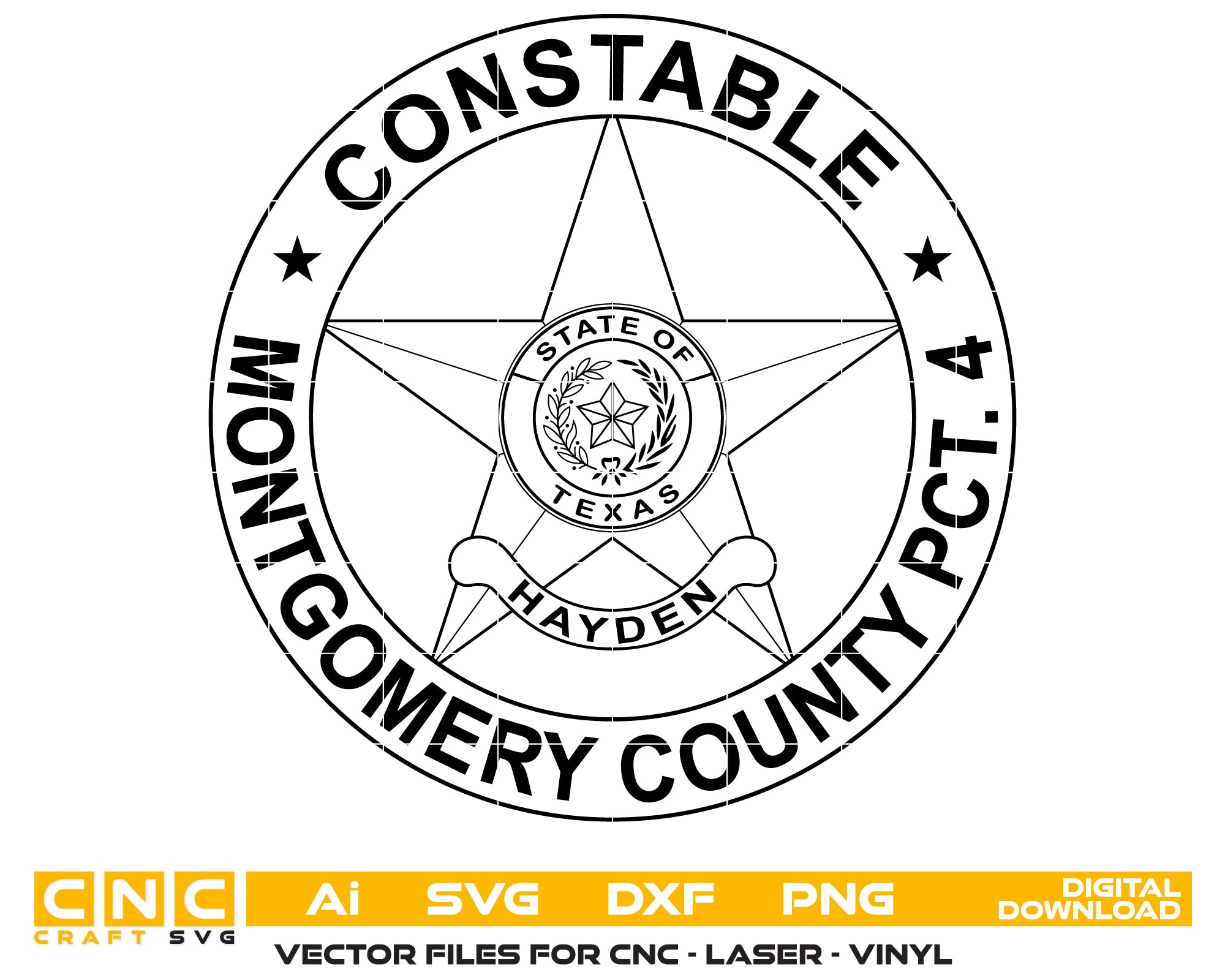Montgomery County Constable Badge SVG, Texas Police Badge Vector, Montgomery Pct 4 Constable SVG, Law Enforcement Badge Digital File, Police Patch SVG Design