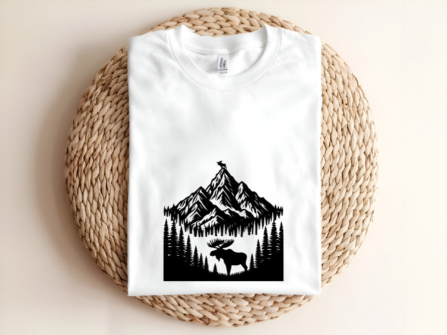 Moose Pine Tree & Mountain SVG