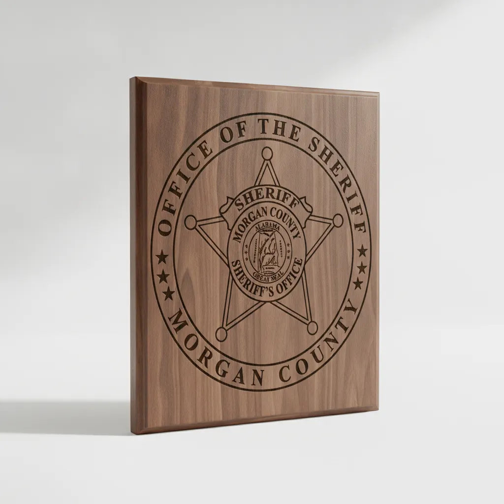 Morgan County AL Sheriff Badge SVG
Alabama Law Enforcement Star Seal Vector
Alabama Great Seal Map Engraving File
Morgan County Sheriff Sign CNC File
Sheriff Office Seal Vector for Lasers