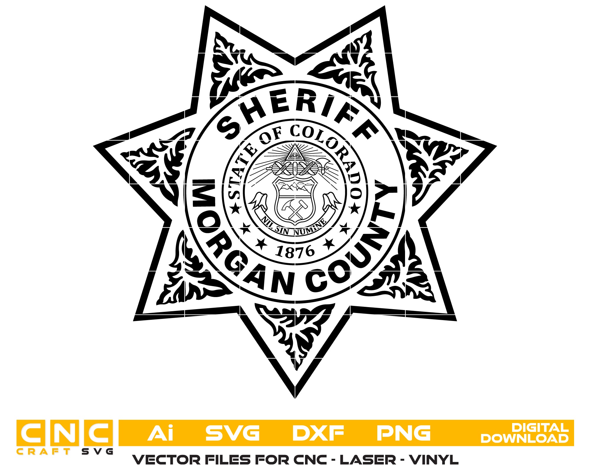 Morgan County Sheriff Badge SVG, Colorado Sheriff Badge Vector, Morgan CO Badge SVG, Law Enforcement Badge Design, Police Sheriff Vector, Engraving Badge SVG