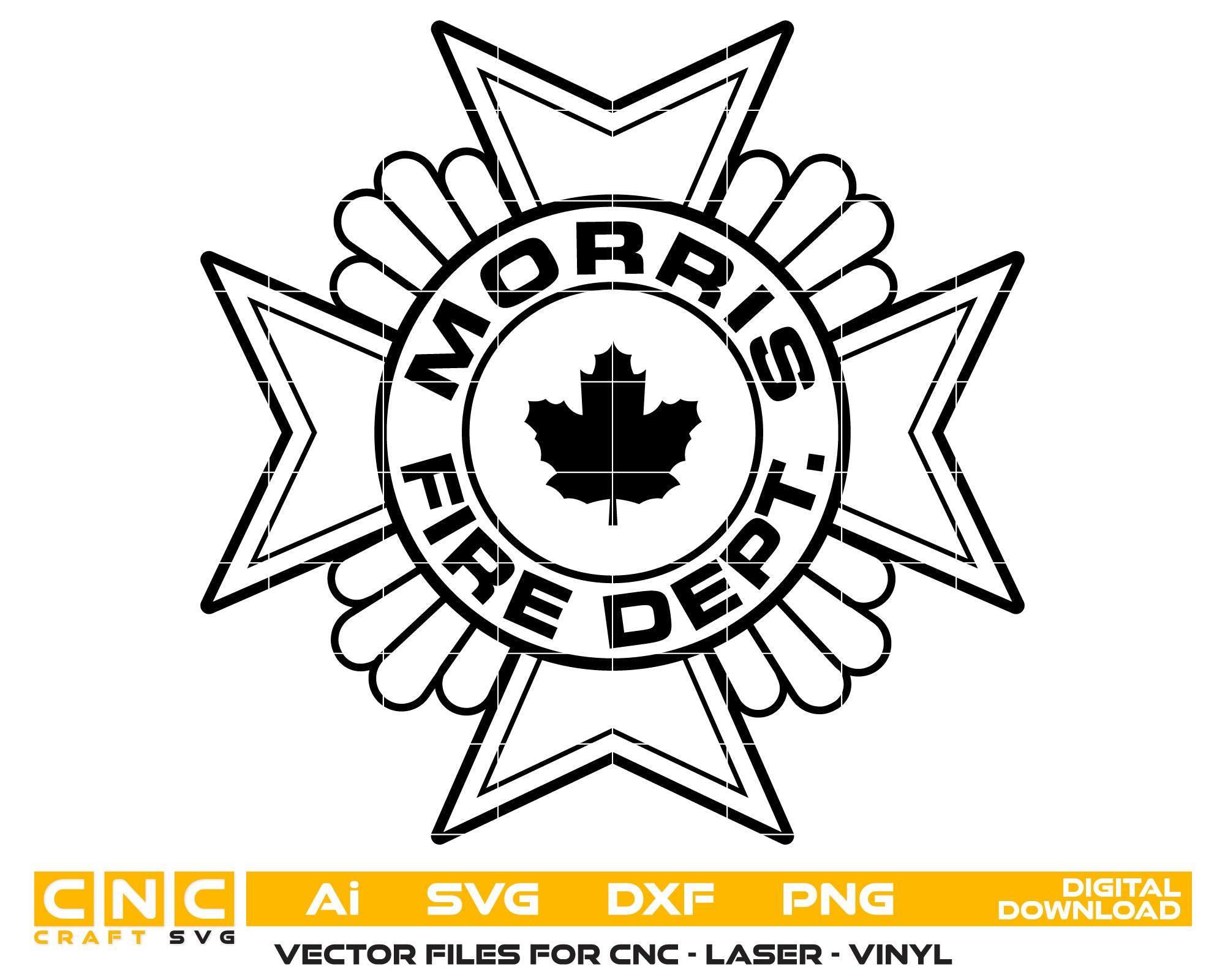 Morris Fire Department Logo SVG digital download, firefighter emblem vector design for Cricut, Silhouette, CNC, engraving, and fire department crafts.