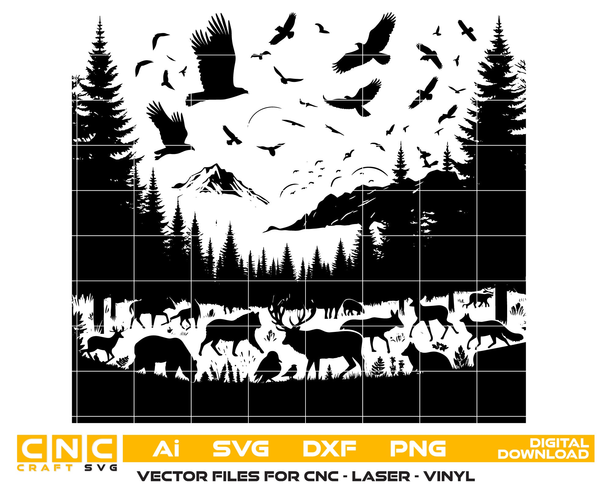 Mountain Landscape Silhouette Vector Art