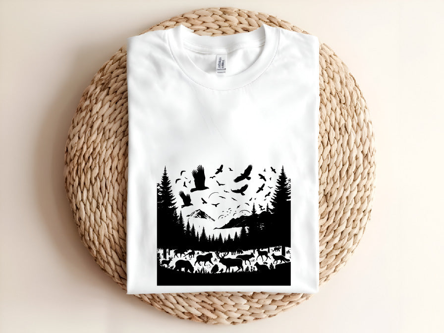 Mountain Landscape Silhouette Vector Art