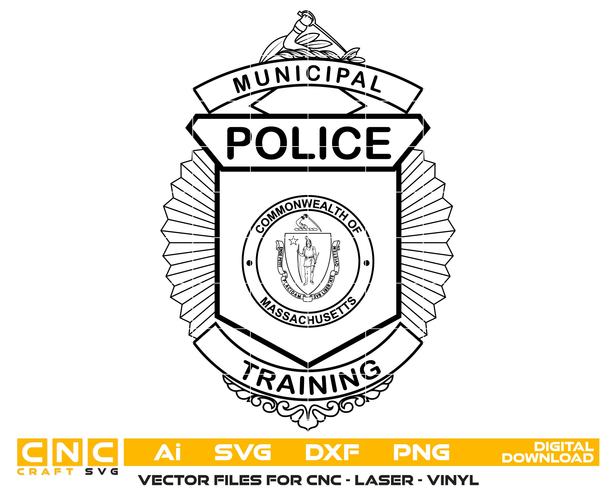 municipal police training badge svg, police training badge vector design, municipal law enforcement training svg emblem, police academy badge svg, municipal training badge svg