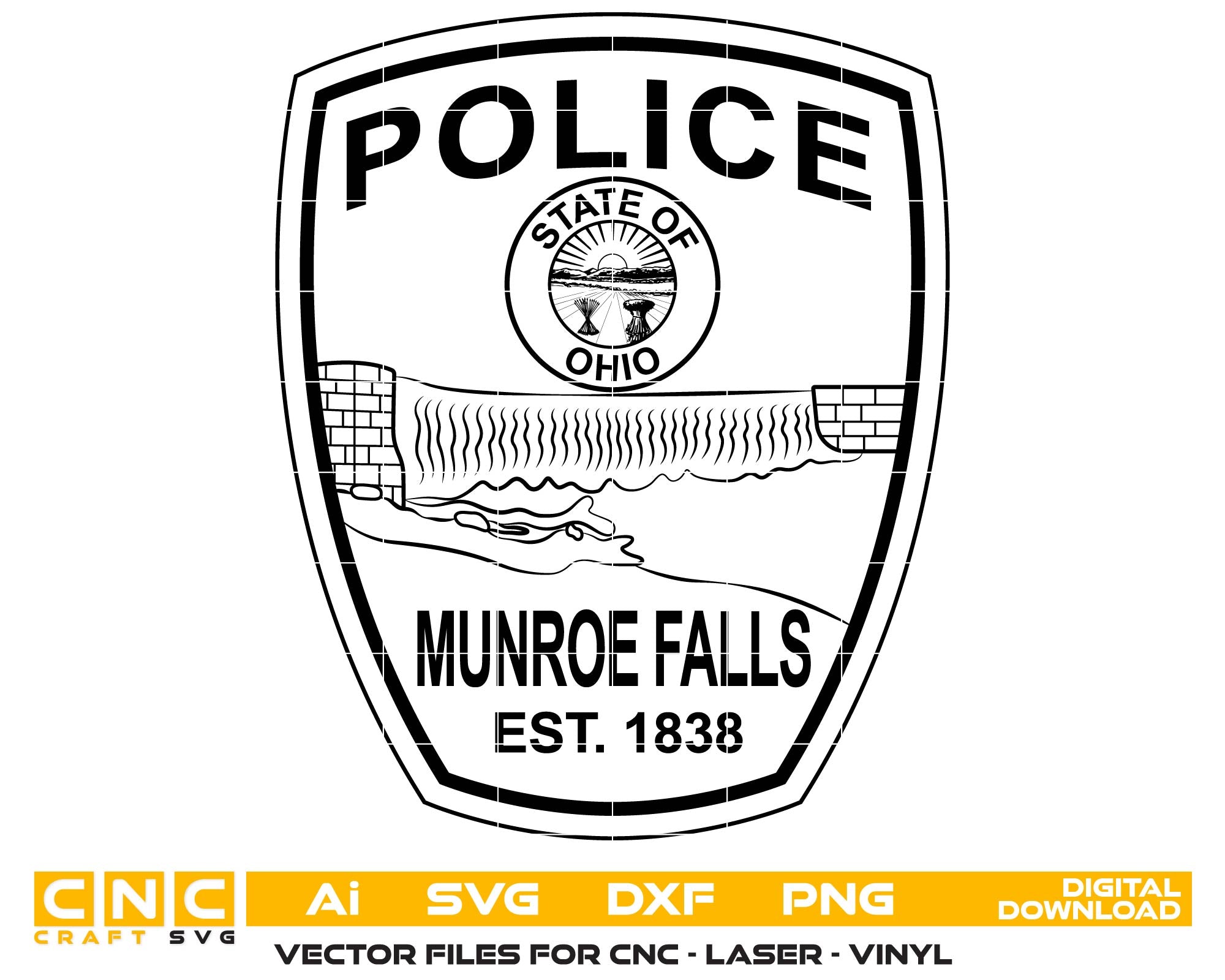 Munroe Falls Police Logo Vector, Police Department Logo SVG File, Munroe Falls Police Emblem Download, Police Logo for Engraving, Munroe Falls PD Vector Badge, Police Logo SVG for Cricut, Law Enforcement Logo Vector File, Police Department Emblem SVG, Munroe Falls Police Design for Laser Engraving