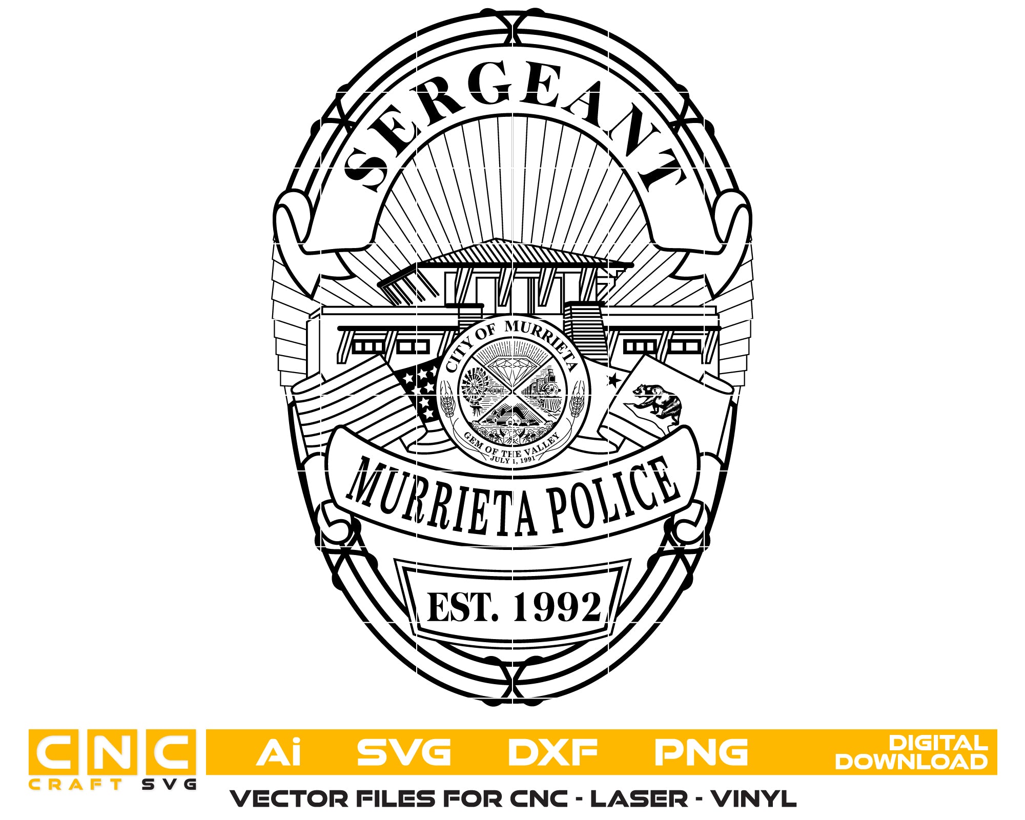 Murrieta Police Sergeant Badge Svg