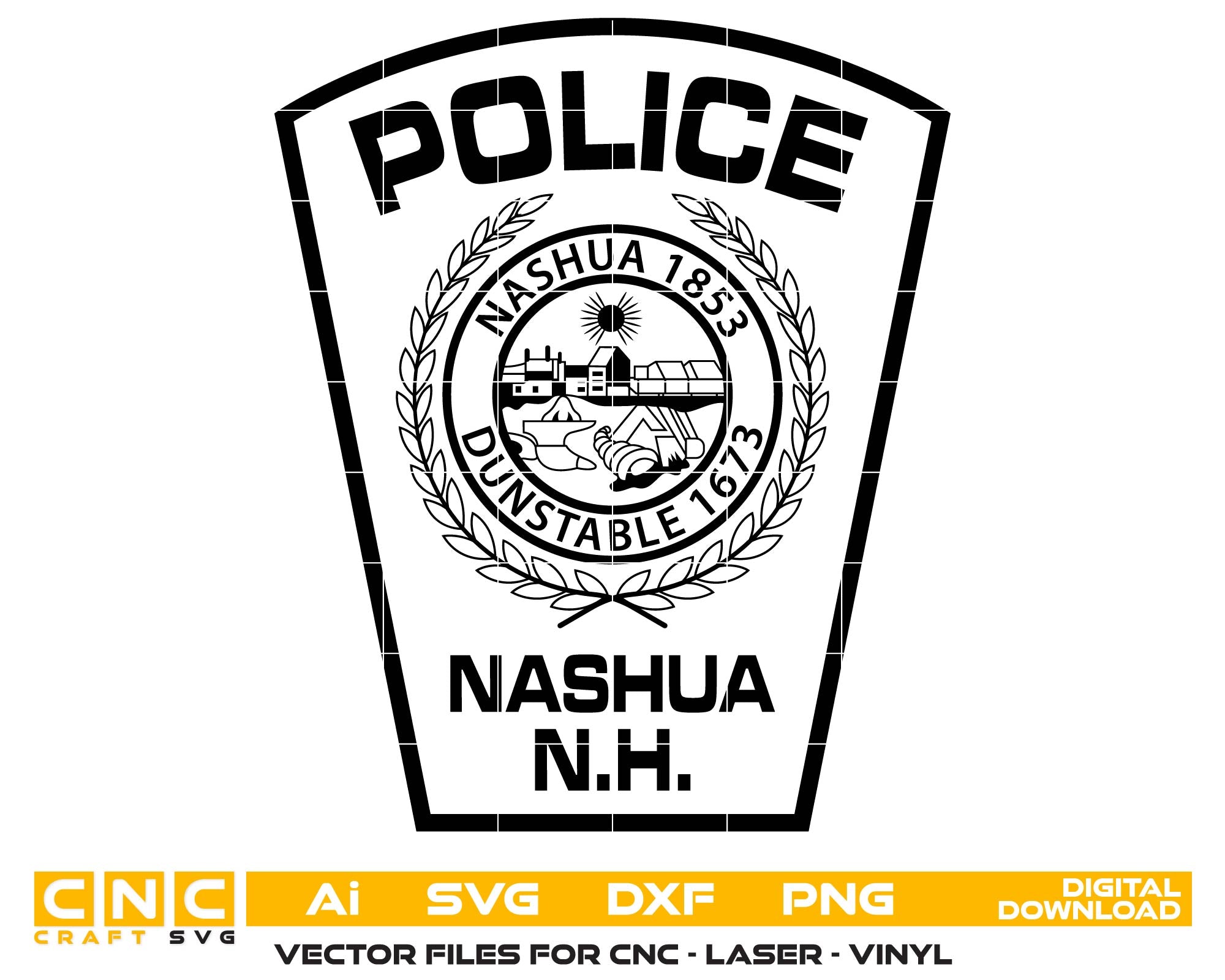Nashua Police Patch SVG, Nashua Police Department Vector, New Hampshire Police Patch SVG, Police Patch Digital File, Law Enforcement Patch Vector, Nashua PD Logo SVG