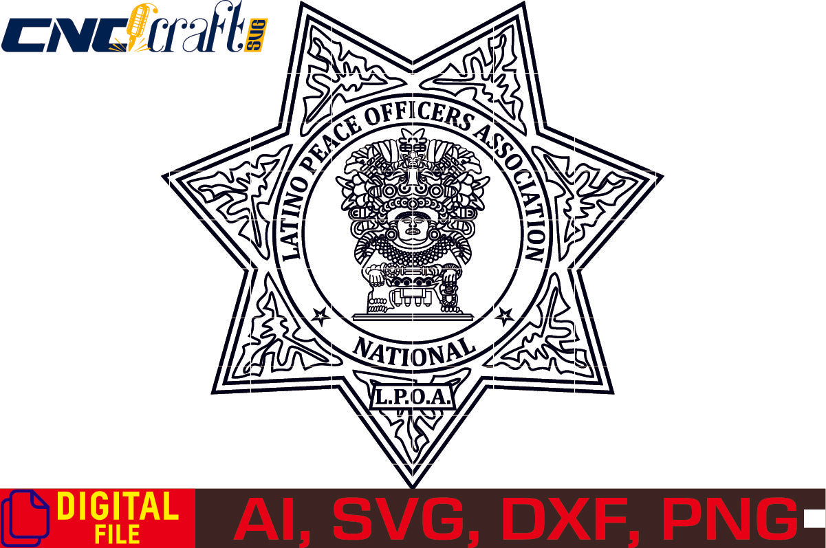 National Latino Peace Officers Association vector file for Laser Engraving, Woodworking, CNC Router, vinyl, plasma, Xcarve, Vcarve, Cricut, Ezecad etc.