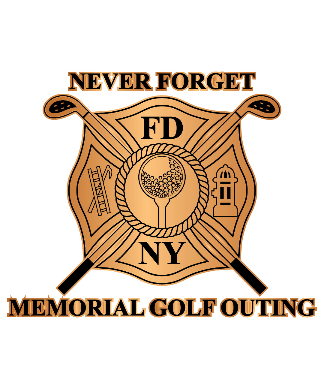 Never Forget Memorial Golf Outing Fire Dept. Badge SVG | Tribute Emblem for CNC & Printing