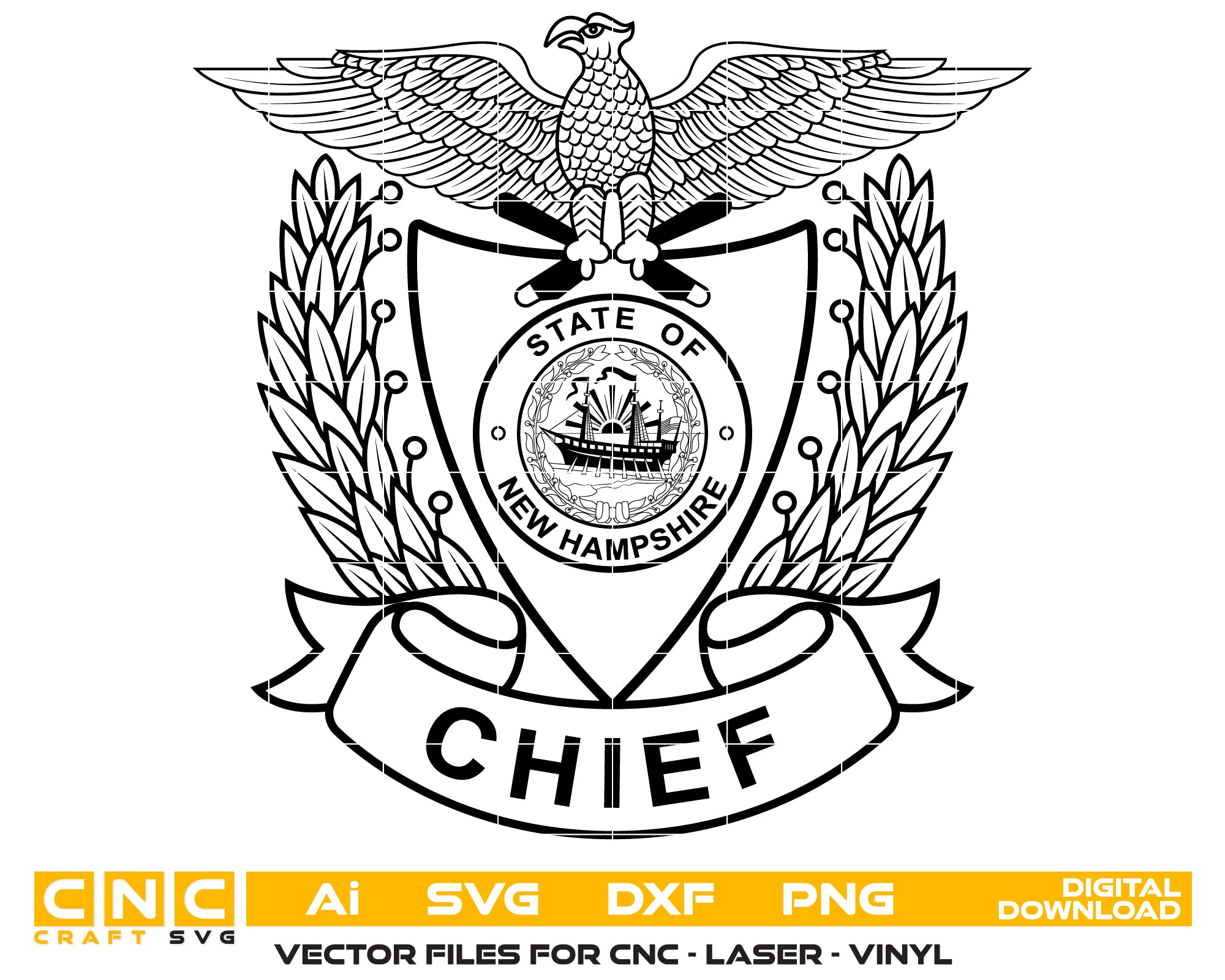 New Hampshire State Police Chief Badge SVG