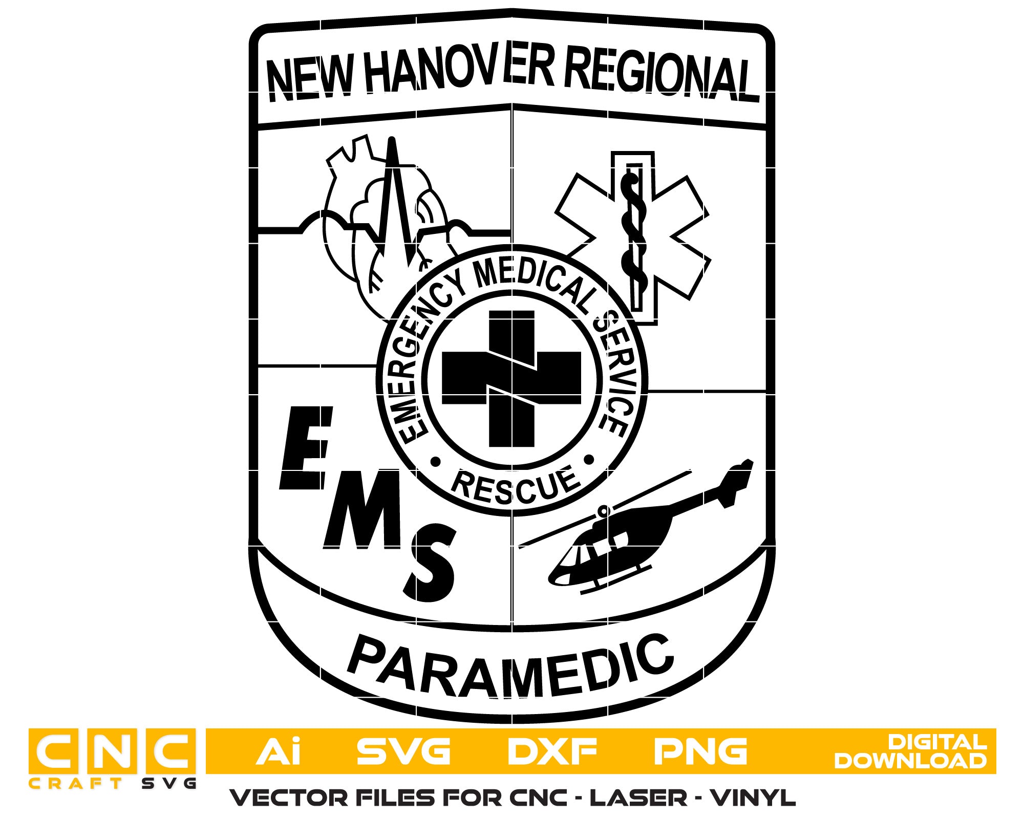 New Hanover Regional EMS Logo Vector Art, Ai,SVG, DXF, PNG, Digital Files