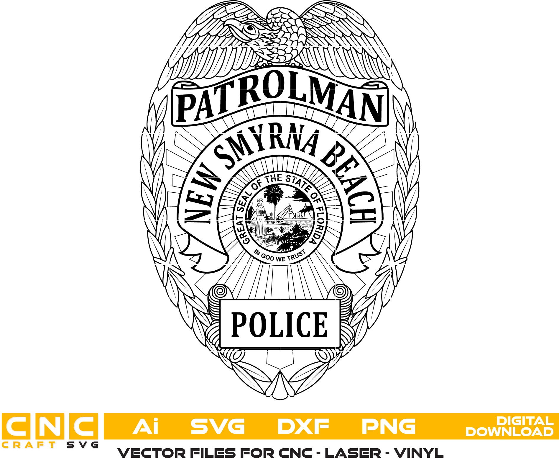New Smyrna Beach, Florida Police Patrolman Badge