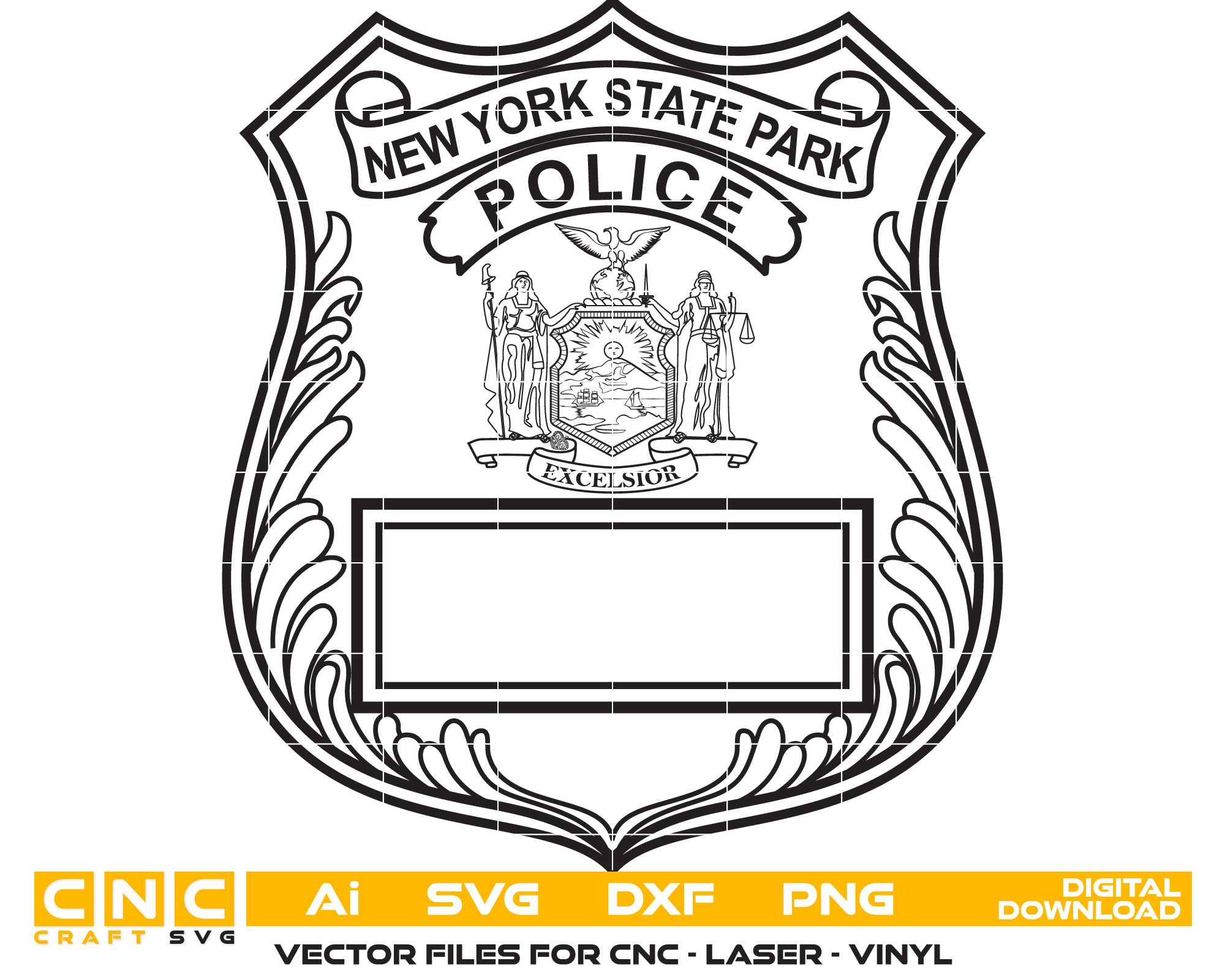 New York State Park Police Badge Vector Art, Ai,SVG, DXF, PNG, Digital Files
